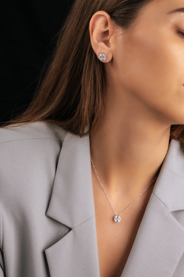 COLIER N000751 DIN AUR ALB 14K FORMA ROTUNDA CU DIAMANTE - Bijuterii LA ROSA