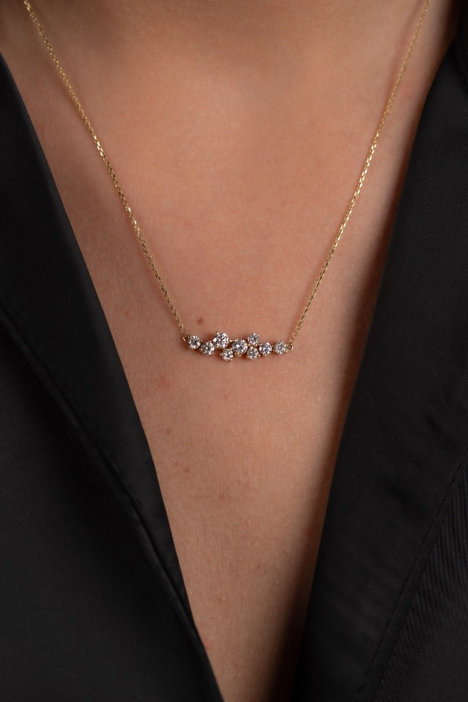 COLIER N000808 DIN AUR GALBEN 14K FORMA DIADEMA CU DIAMANTE - Bijuterii LA ROSA - Verighete si Inele de Logodna, bijuterii cu diamante