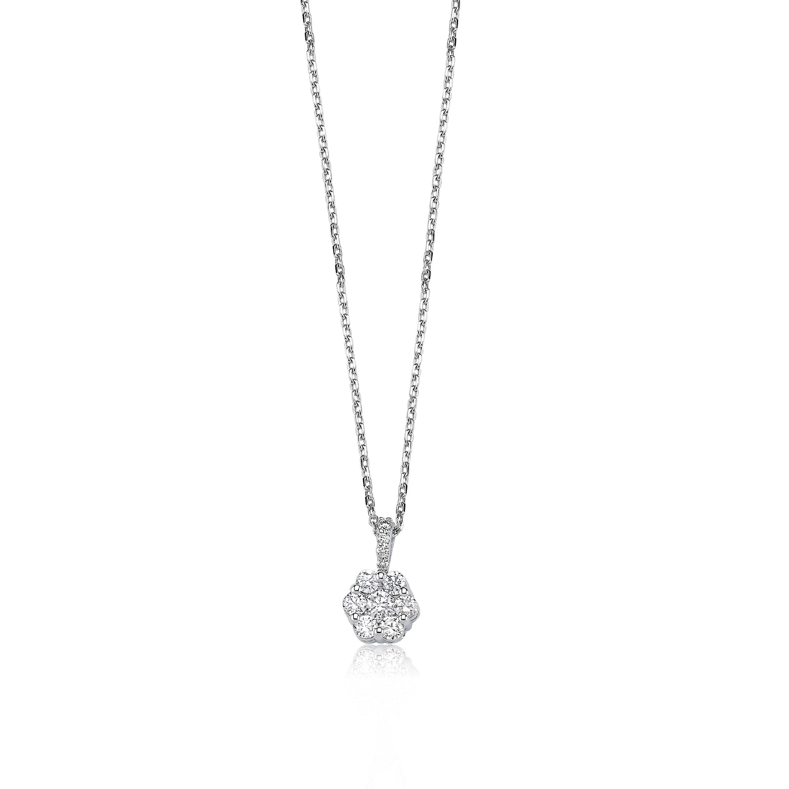 COLIER N001244 DIN AUR ALB 14K FORMA FLOARE CU DIAMANTE - Bijuterii LA ROSA