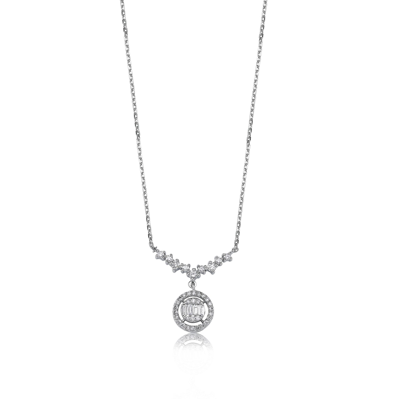 COLIER N001255 DIN AUR ALB 14K FORMA ROTUNDA CU DIAMANTE - Bijuterii LA ROSA
