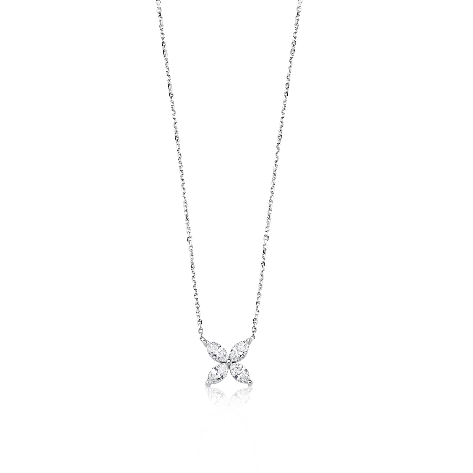 COLIER N001273 DIN AUR ALB 14K FORMA MARQUISE CU DIAMANTE - Bijuterii LA ROSA