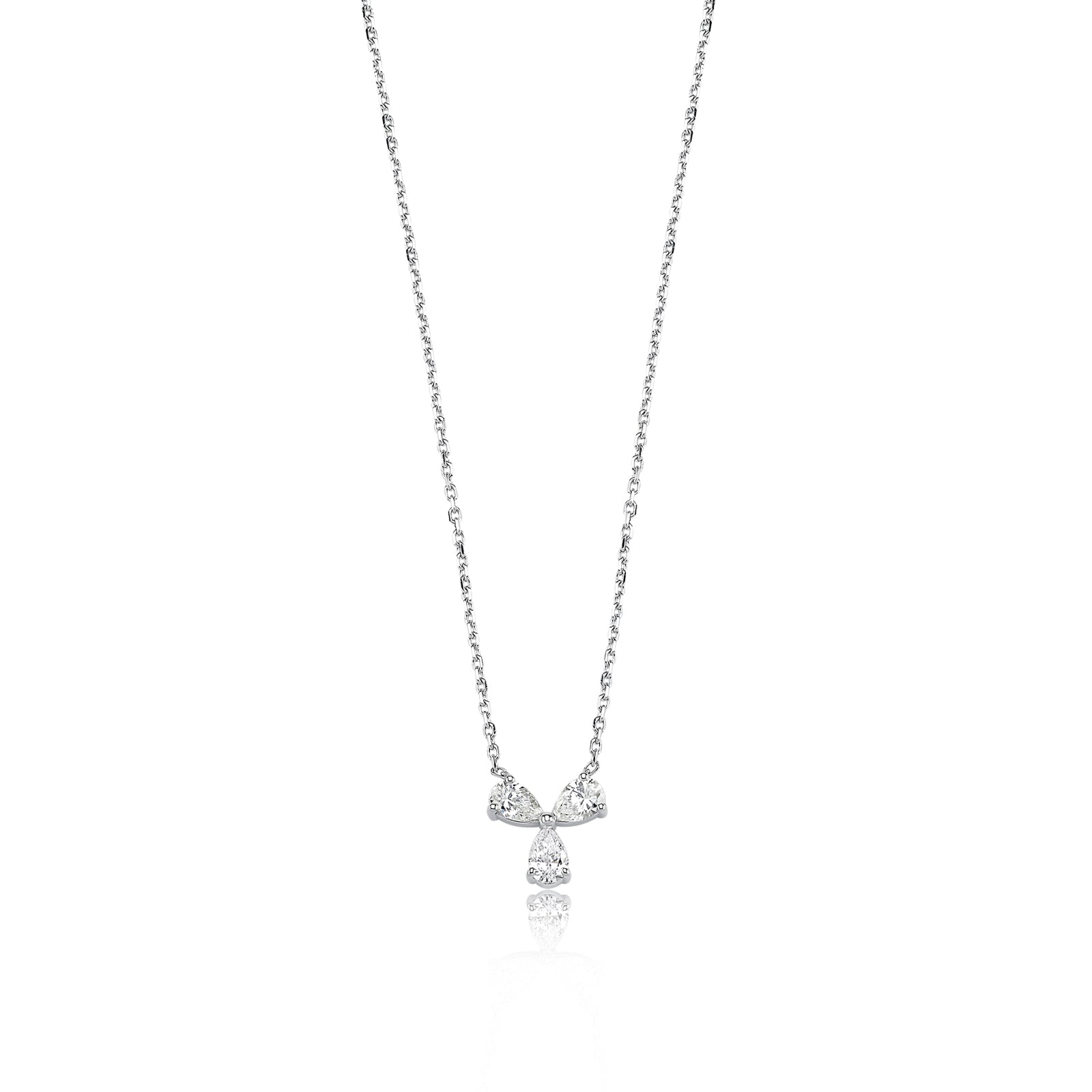 COLIER N001282 DIN AUR ALB 14K FORMA TRIFOI CU DIAMANTE - Bijuterii LA ROSA