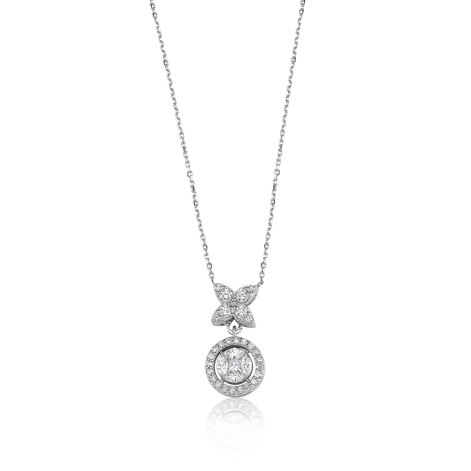 COLIER N001301 DIN AUR ALB 14K FORMA ROTUNDA CU DIAMANTE - Bijuterii LA ROSA