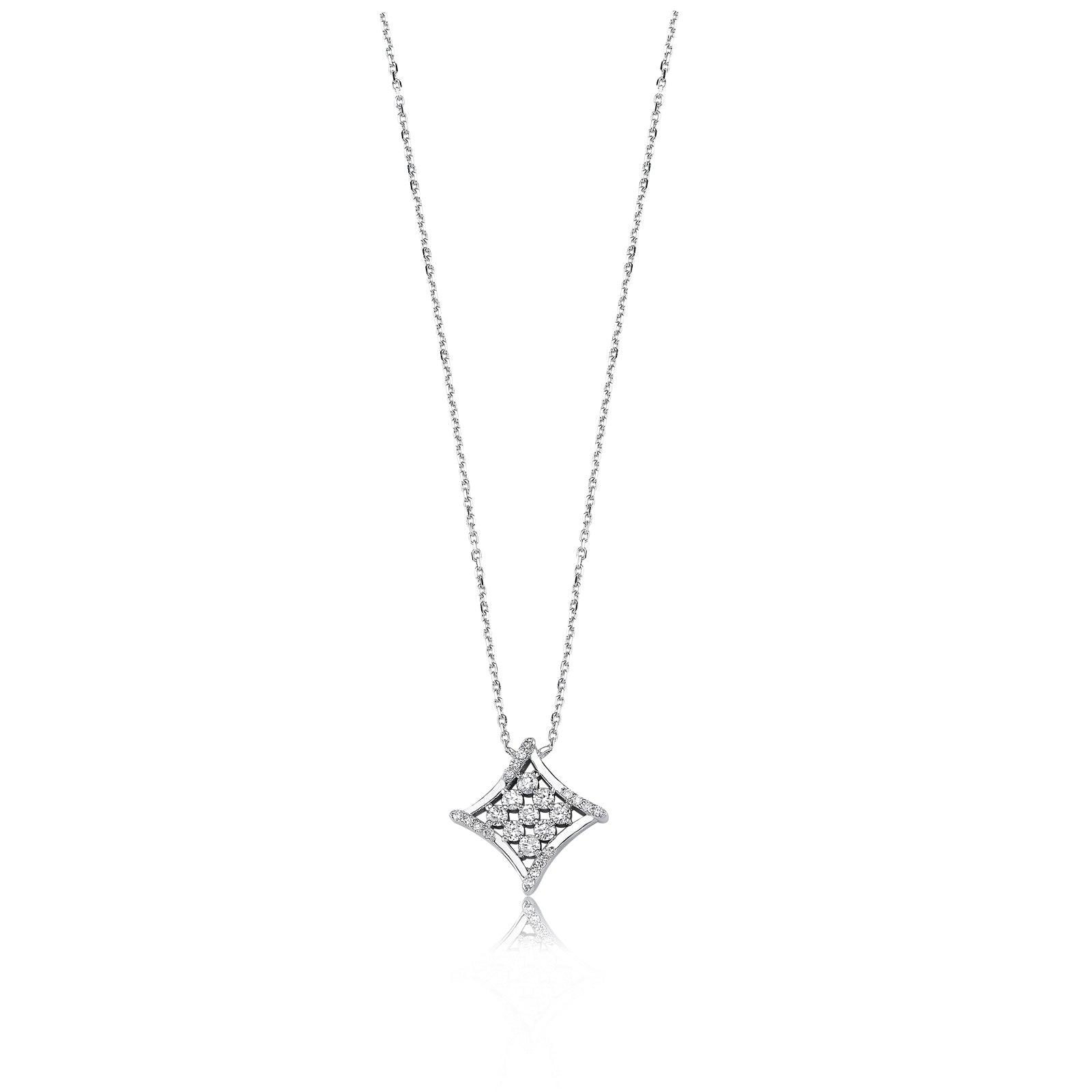 COLIER N001339 DIN AUR ALB 14K FORMA ROMB CU DIAMANTE - Bijuterii LA ROSA