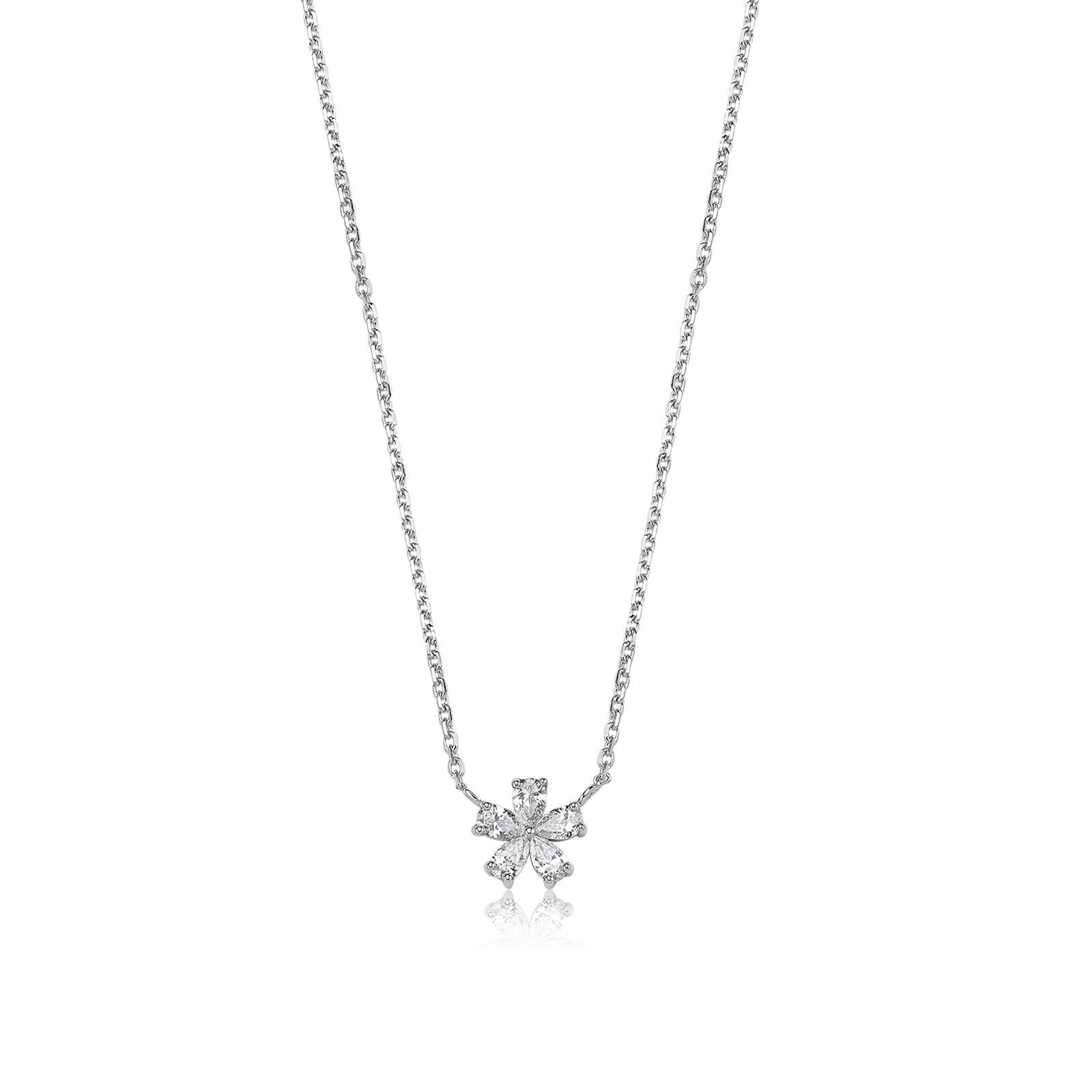 COLIER N001350 DIN AUR ALB 14K FORMA STEA CU DIAMANTE - Bijuterii LA ROSA