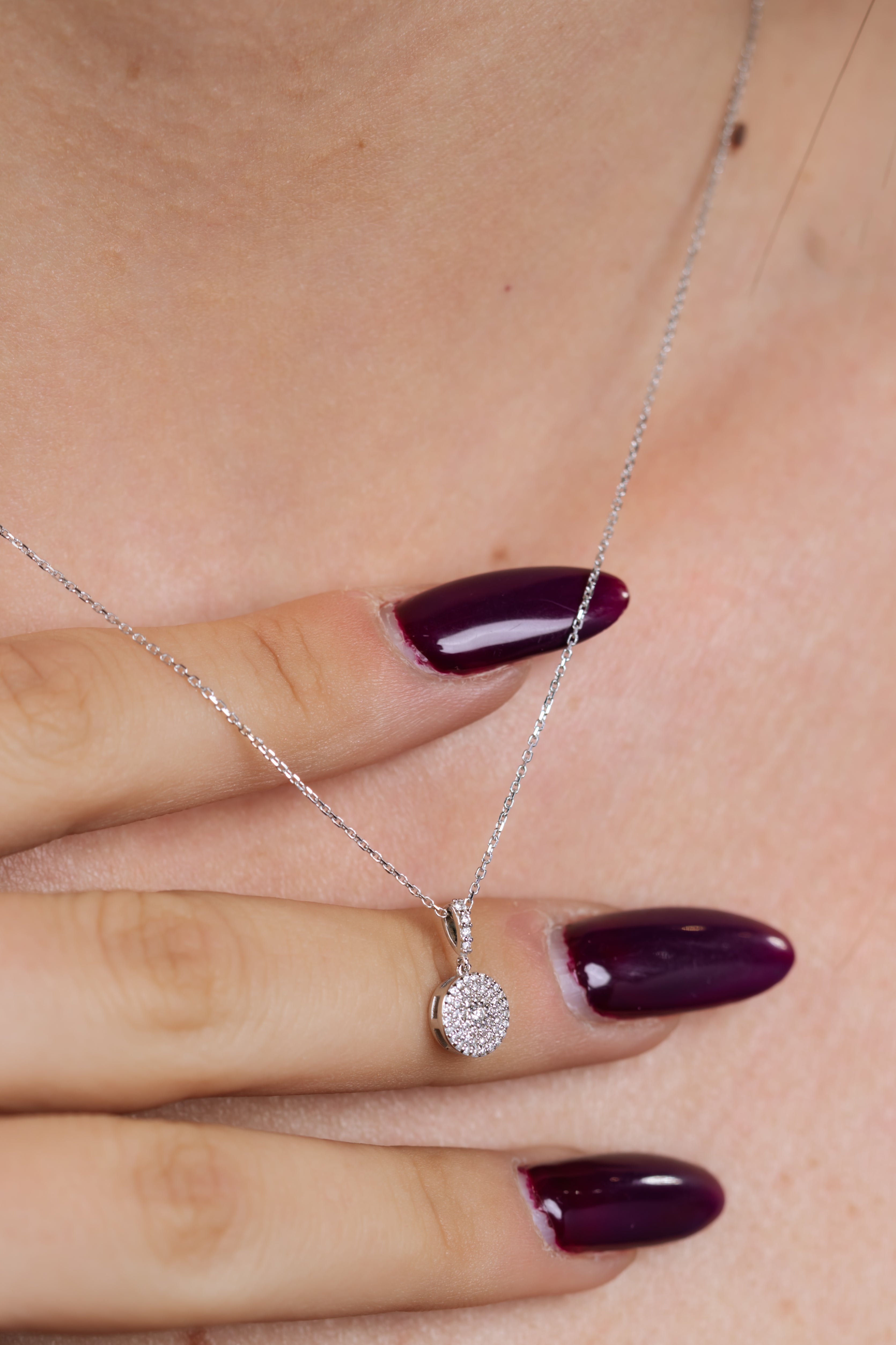 COLIER N001354 DIN AUR ALB 14K FORMA ROTUNDA CU DIAMANTE - Bijuterii LA ROSA