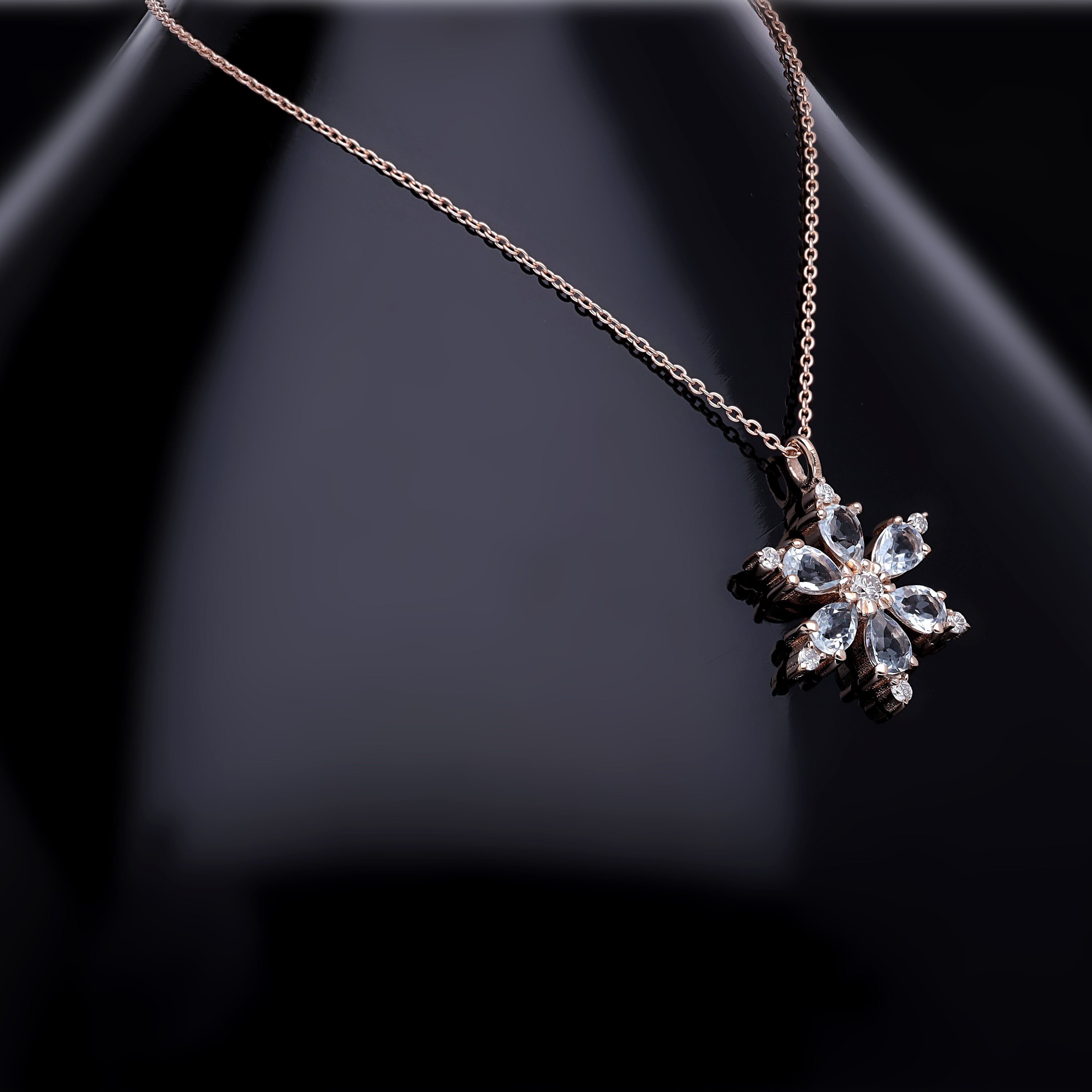 COLIER N132417 DIN AUR ROZ 14K CU DIAMANTE SI MORGANIT - Bijuterii LA ROSA