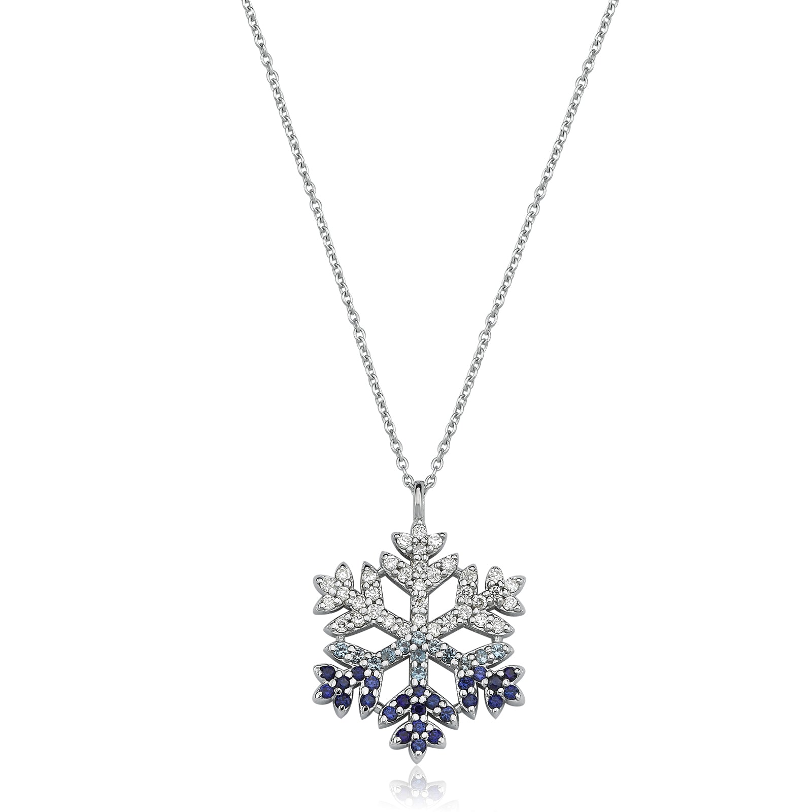 COLIER N132418 DIN AUR ALB 14K CU DIAMANTE SI SAFIRE FORMA FULG - Bijuterii LA ROSA