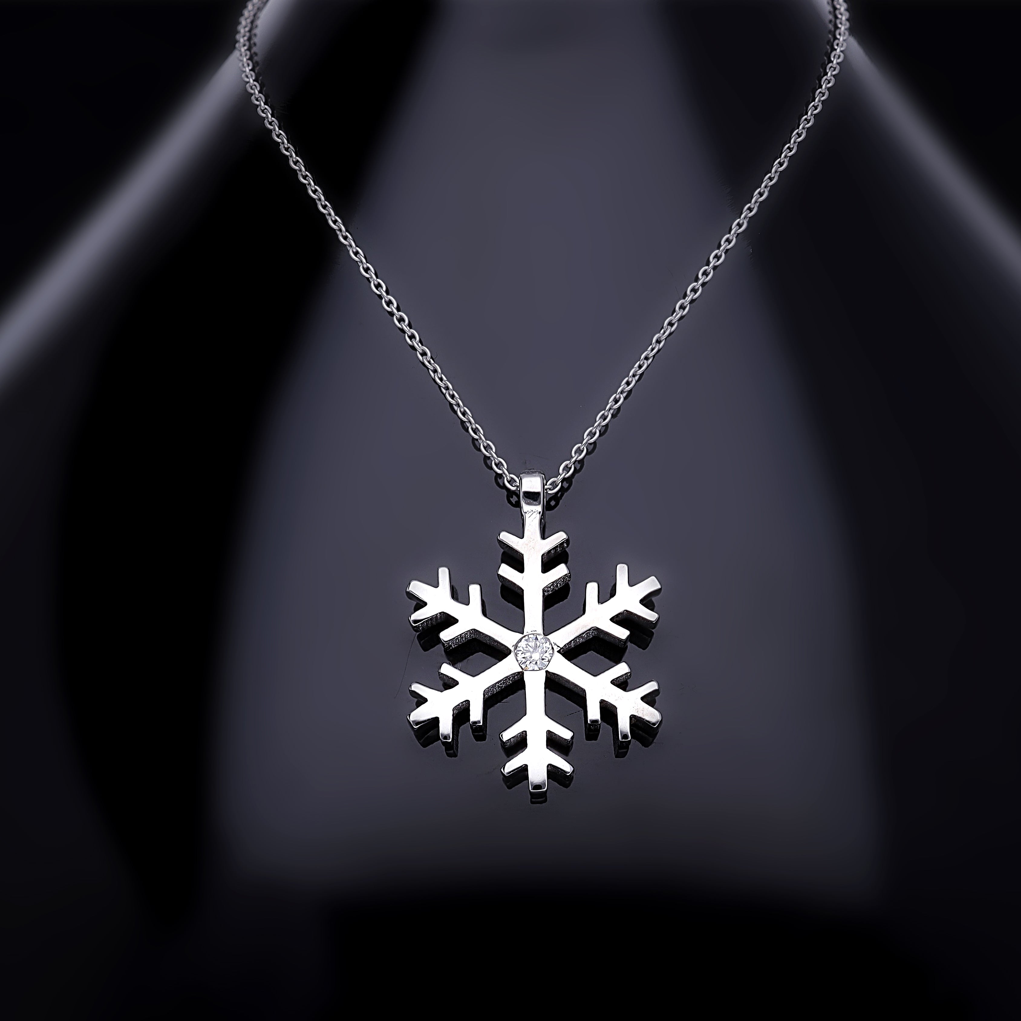 COLIER N132419 DIN AUR ALB 14K CU DIAMANT FORMA FULG - Bijuterii LA ROSA