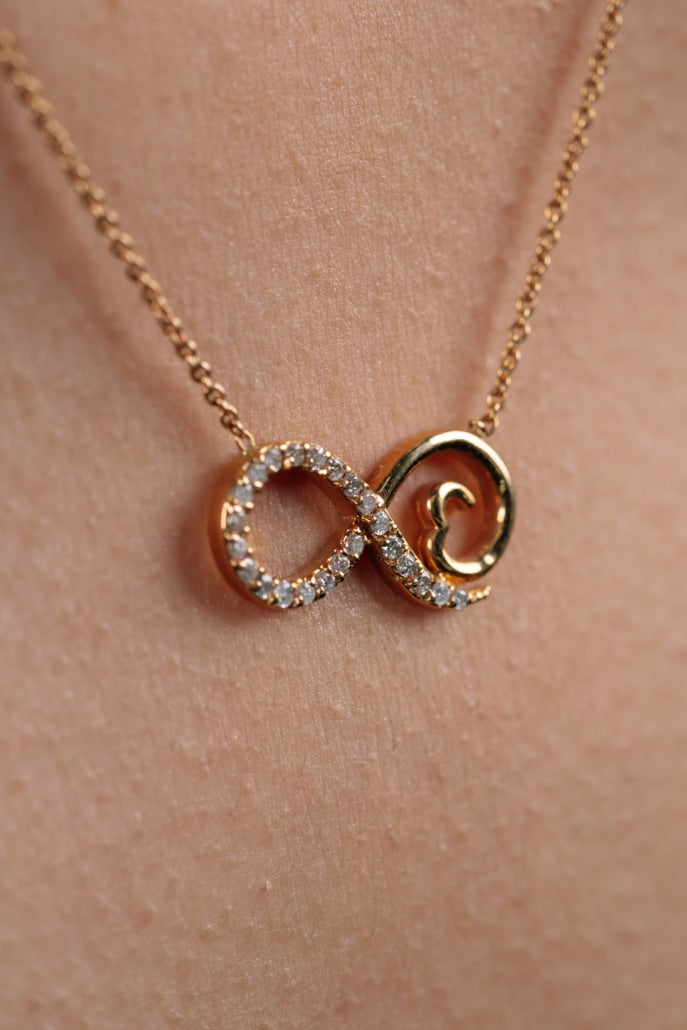 Colier LDNA0343 din aur roz 18k cu diamante forma infinit - Bijuterii LA ROSA