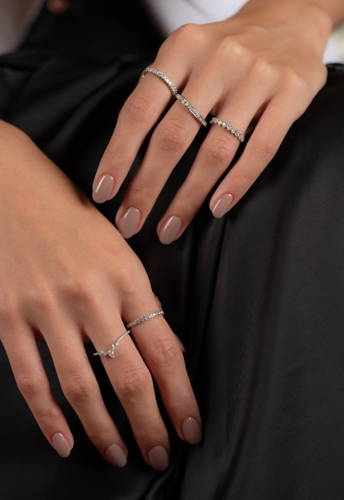 INEL R004128 DIN AUR ALB 14K CU DIAMANTE BAGHETA - Bijuterii LA ROSA