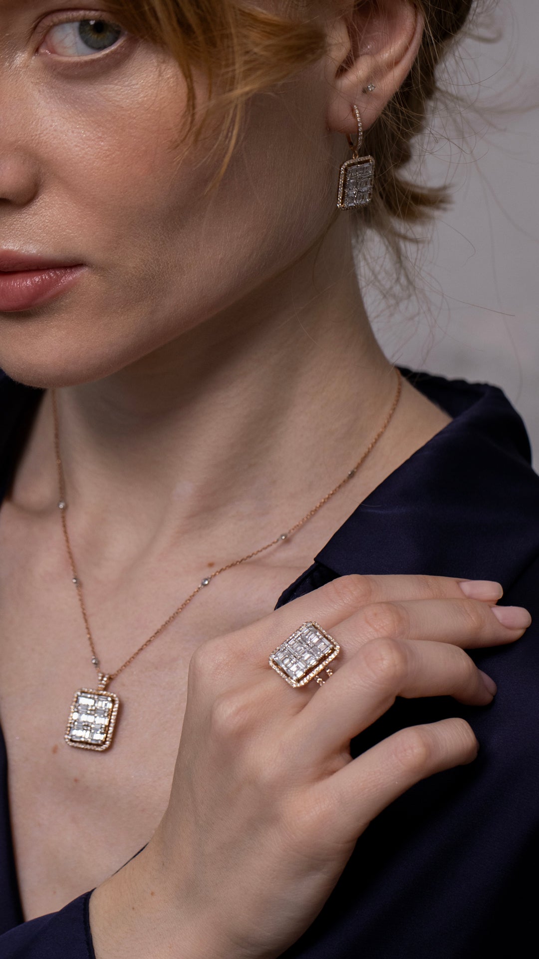 Cercei MR0587E din aur roz 14k cu diamante - Bijuterii LA ROSA