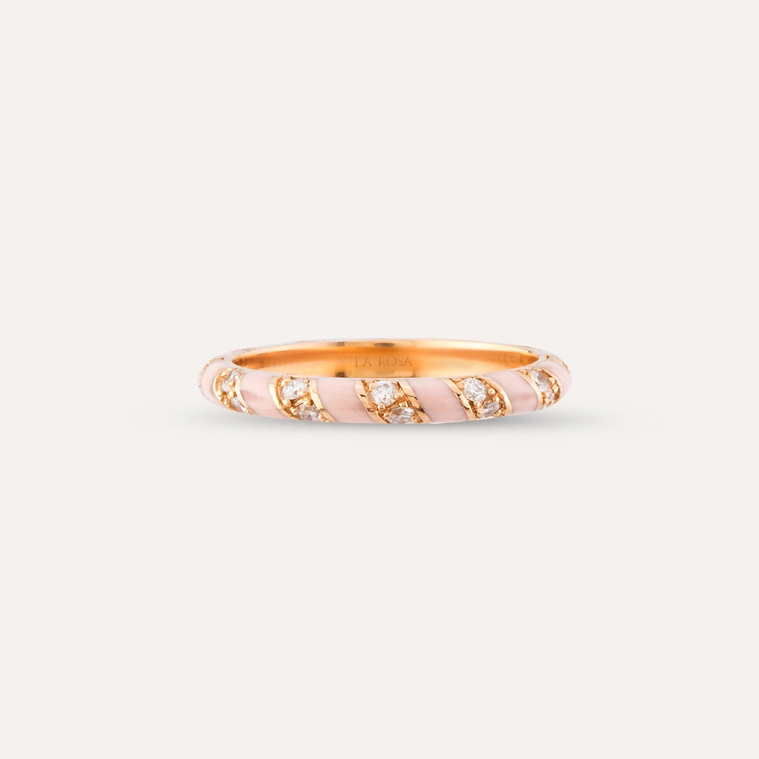 Inel din aur roz 18k cu diamante si email roz - Bijuterii LA ROSA