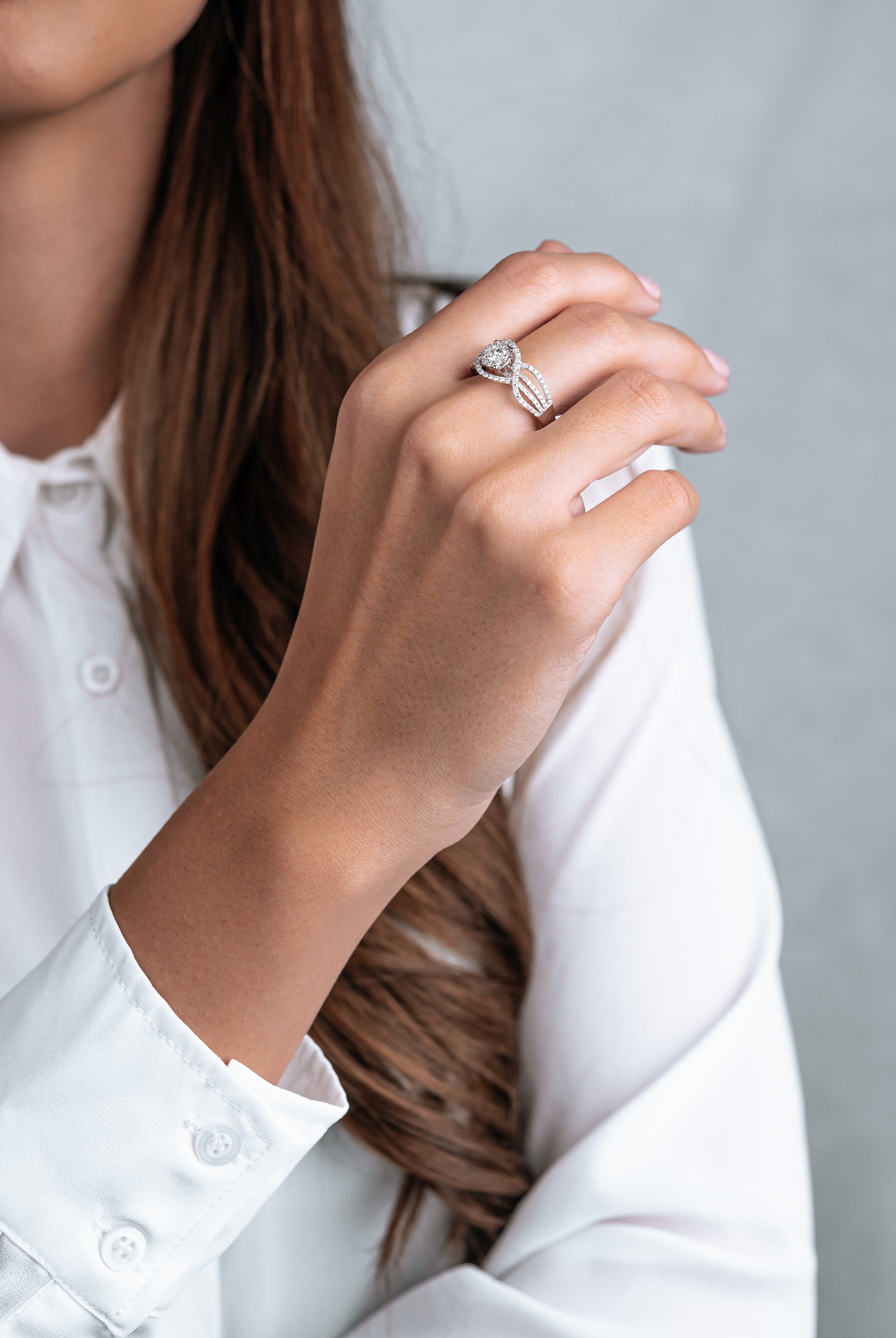 Inel LDRA0535 din aur alb 18k cu diamante - Bijuterii LA ROSA