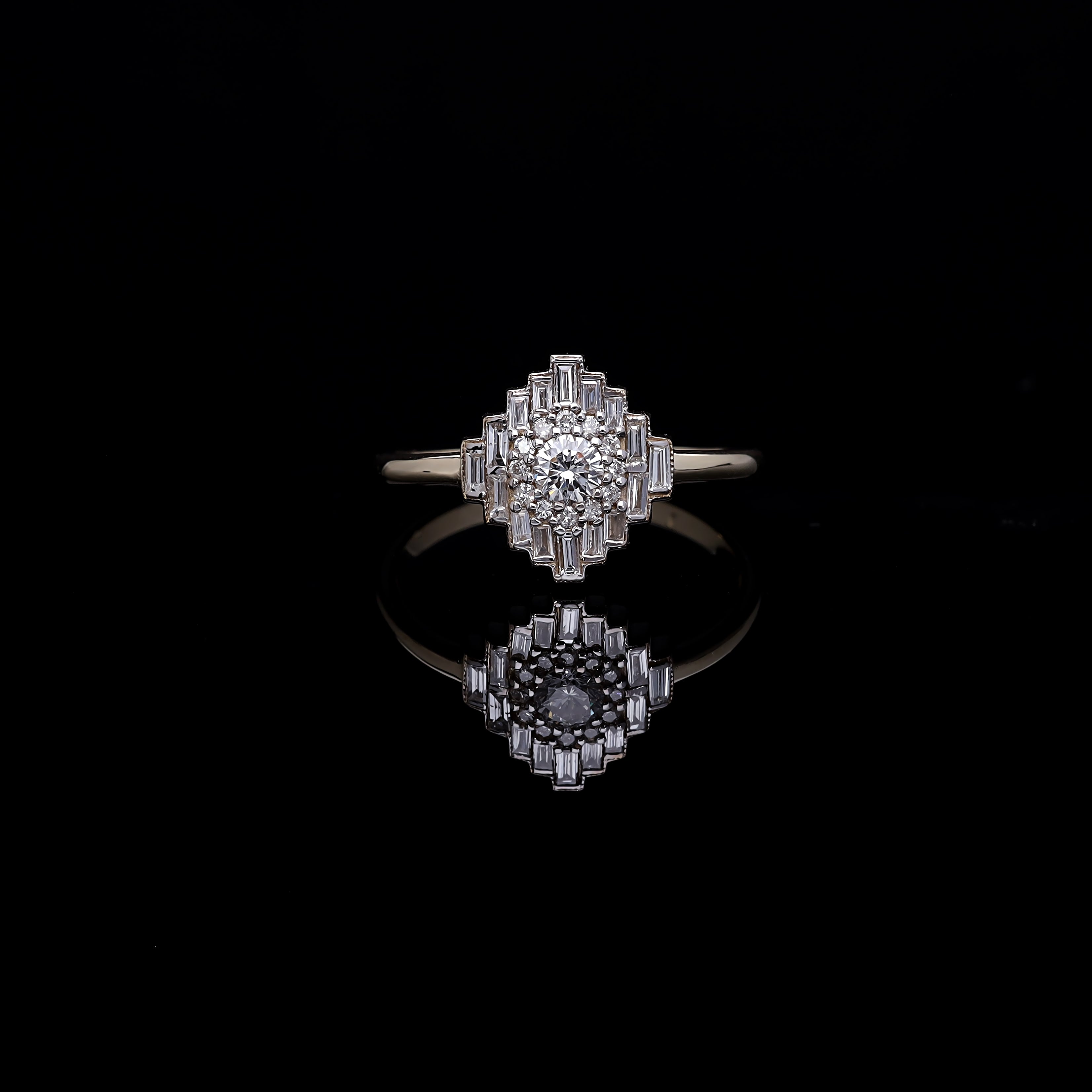 INEL R000464 ROMB DIN AUR GALBEN 14K CU DIAMANTE BAGHETE - Bijuterii LA ROSA