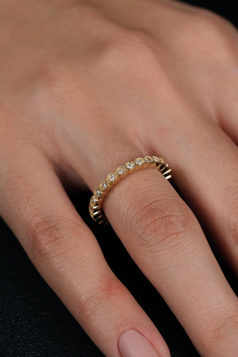 INEL R0008 DIN AUR GALBEN 14K CU DIAMANTE - Bijuterii LA ROSA