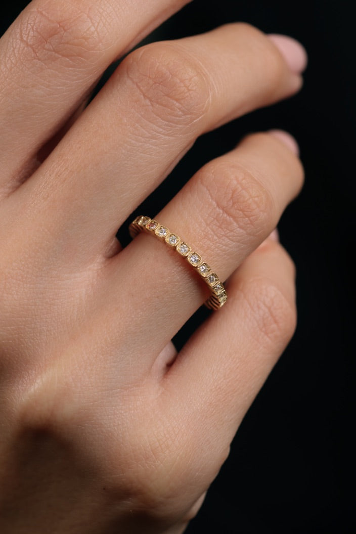 INEL R0008 DIN AUR GALBEN 14K CU DIAMANTE - Bijuterii LA ROSA