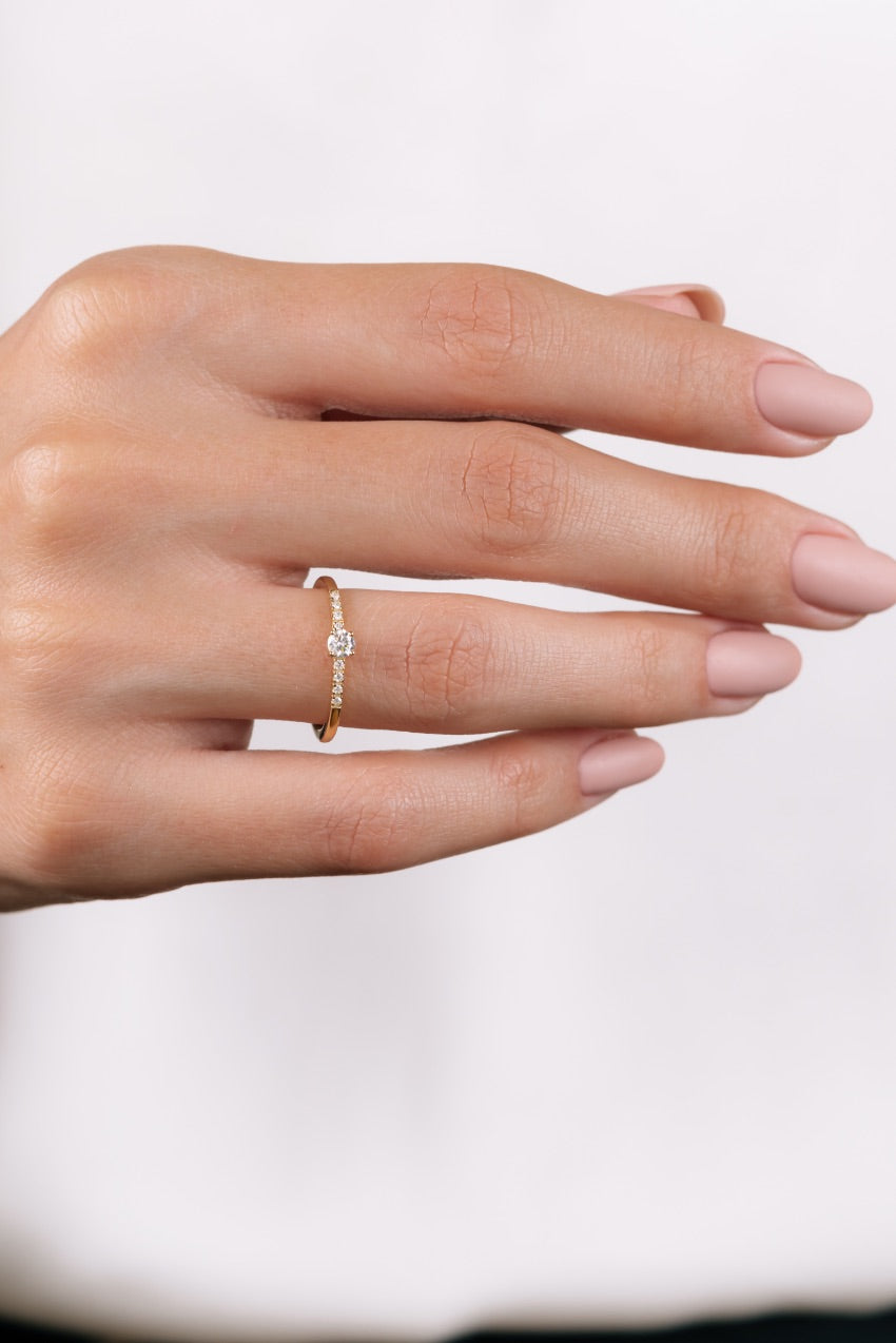 INEL R0010 DIN AUR GALBEN 14K CU DIAMANTE - Bijuterii LA ROSA
