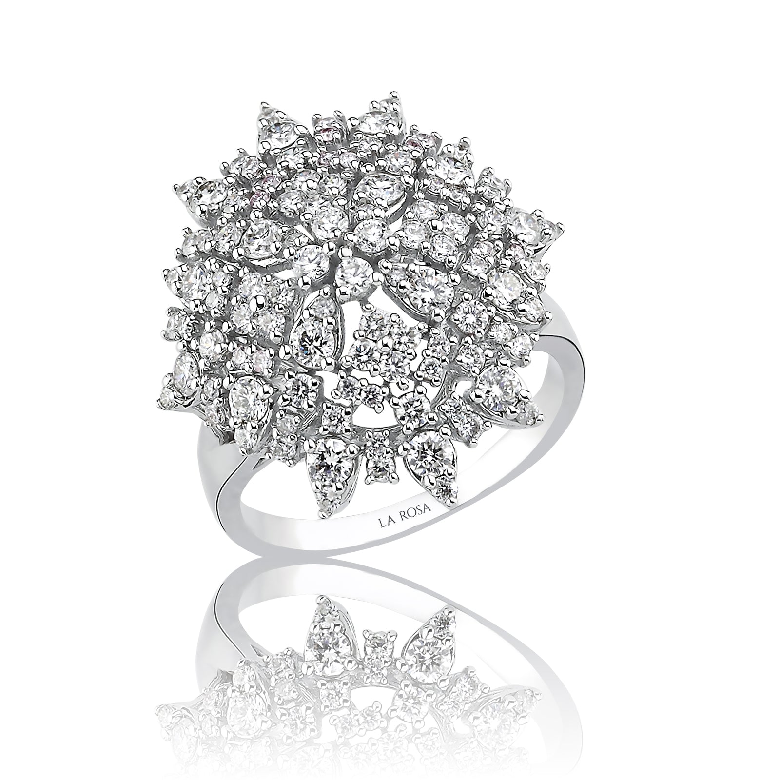 INEL R001465 DIN AUR ALB 14K FORMA OVALA CU DIAMANTE - Bijuterii LA ROSA
