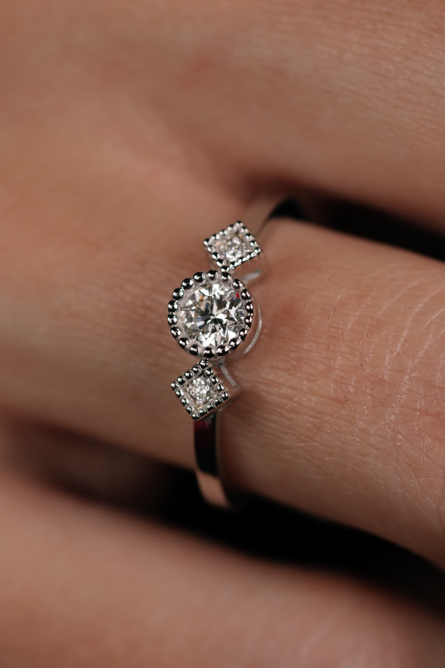 INEL R0014 DIN AUR ALB 14K CU DIAMANTE - Bijuterii LA ROSA