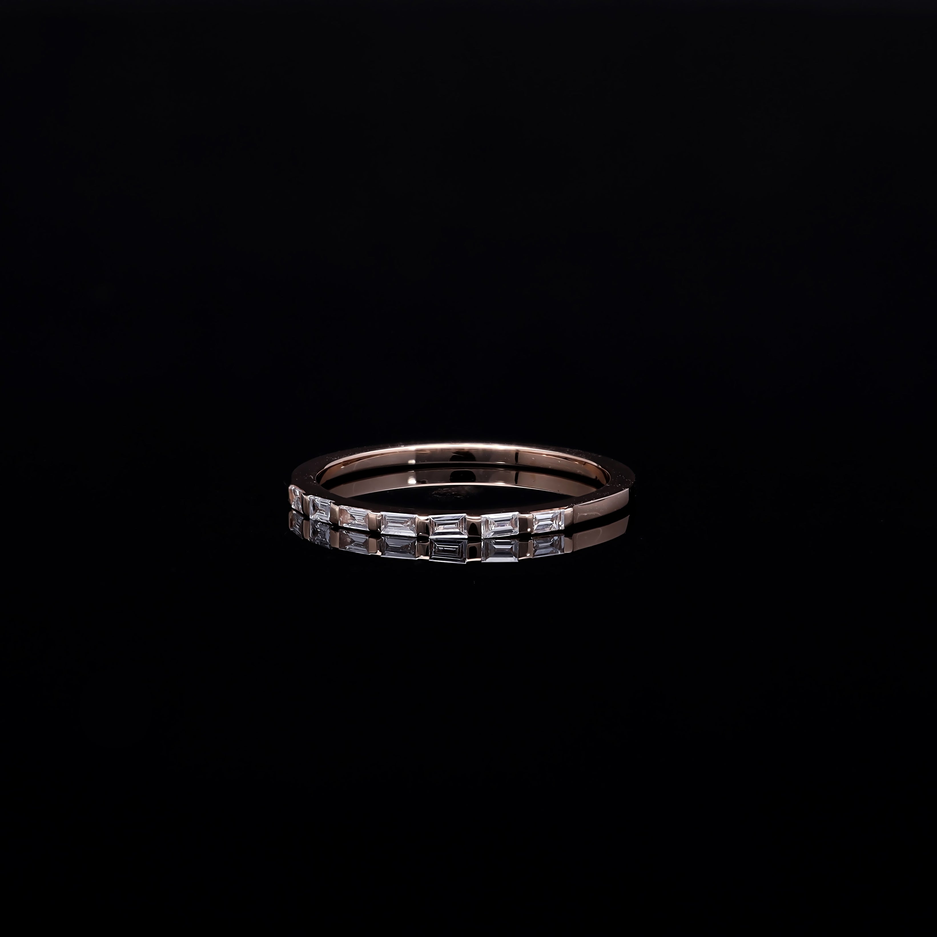 INEL R002005 DIN AUR ROZ 14K CU DIAMANTE BAGHETE - Bijuterii LA ROSA