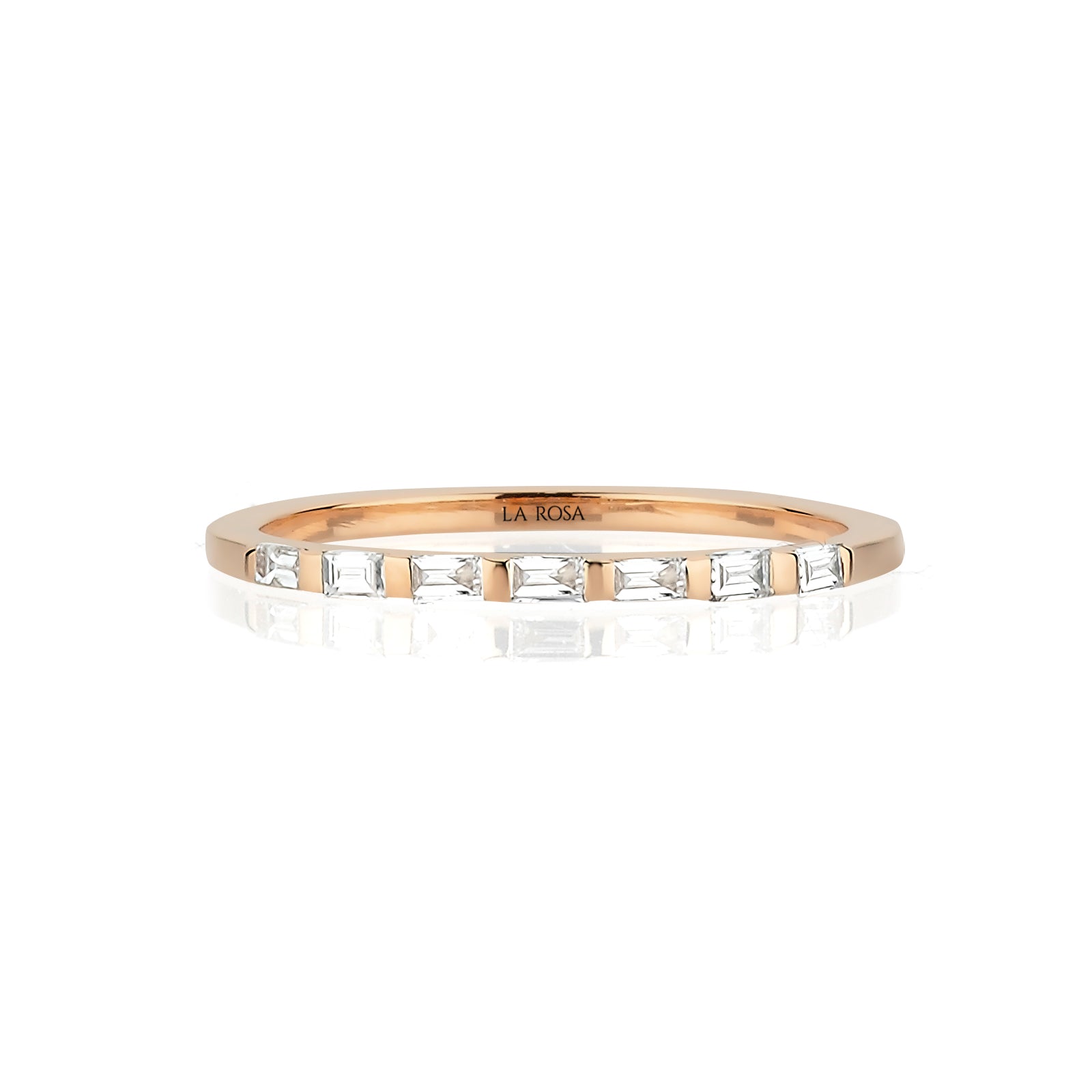INEL R002005 DIN AUR ROZ 14K CU DIAMANTE BAGHETE - Bijuterii LA ROSA
