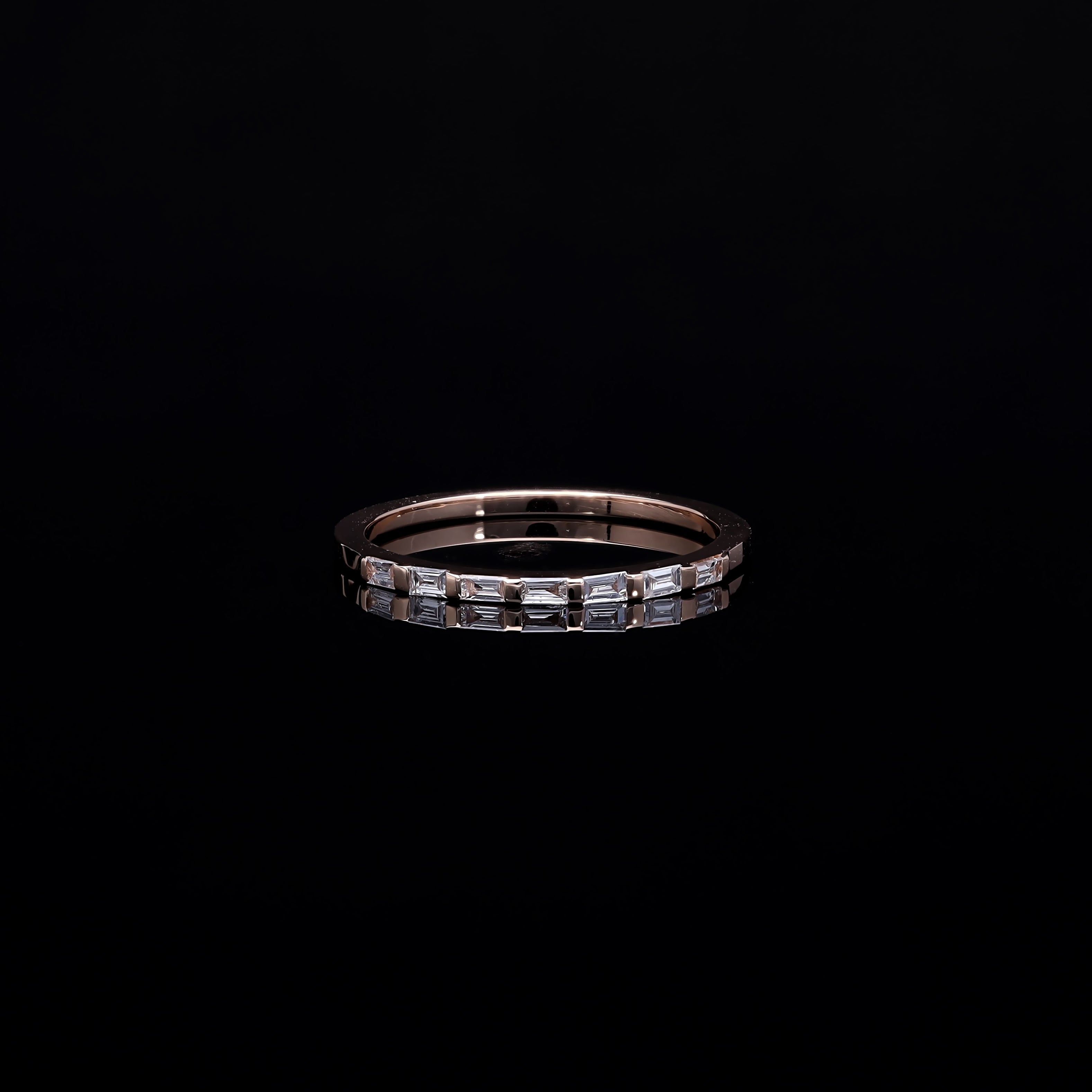 INEL R002005 DIN AUR ROZ 14K CU DIAMANTE BAGHETE - Bijuterii LA ROSA