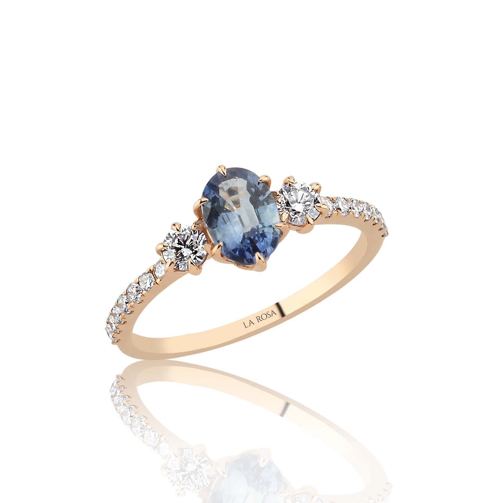 INEL R002576 DIN AUR ROZ 14K FORMA OVALA CU TOPAZ SI DIAMANTE - Bijuterii LA ROSA