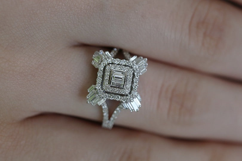 INEL R002667 DIN AUR ALB 14K CU DIAMANTE - Bijuterii LA ROSA - Verighete si Inele de Logodna, bijuterii cu diamante