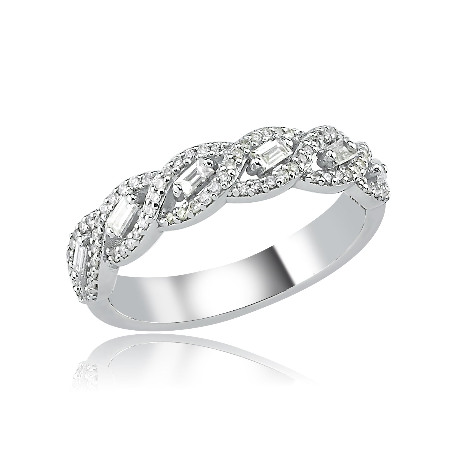 INEL R003965 DIN AUR ALB 14K FORMA INFINIT CU DIAMANTE - Bijuterii LA ROSA