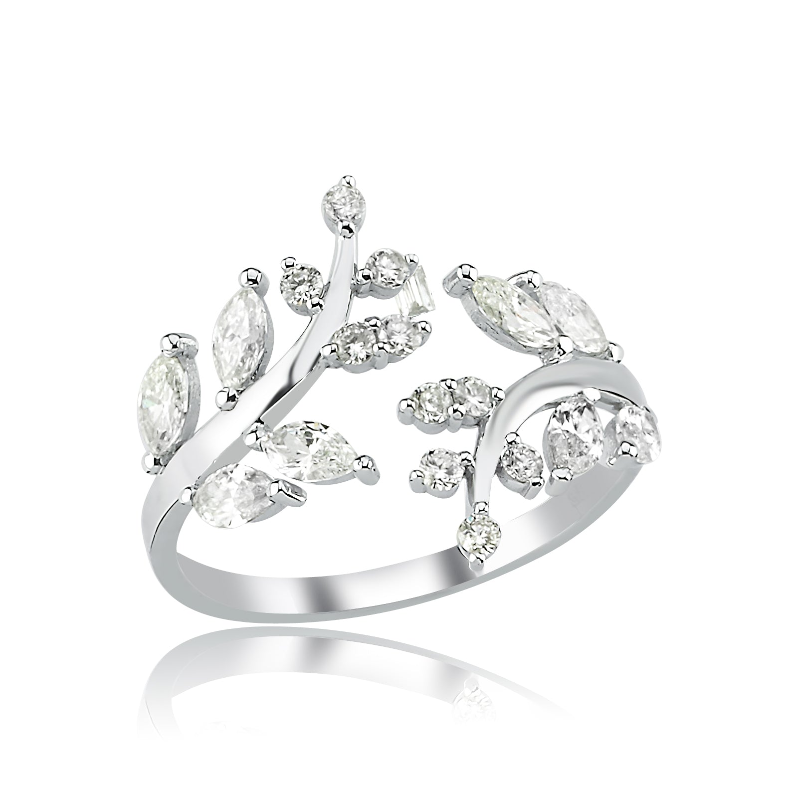 INEL R004147 DIN AUR ALB 14K FORMA MARQUISE CU DIAMANTE - Bijuterii LA ROSA