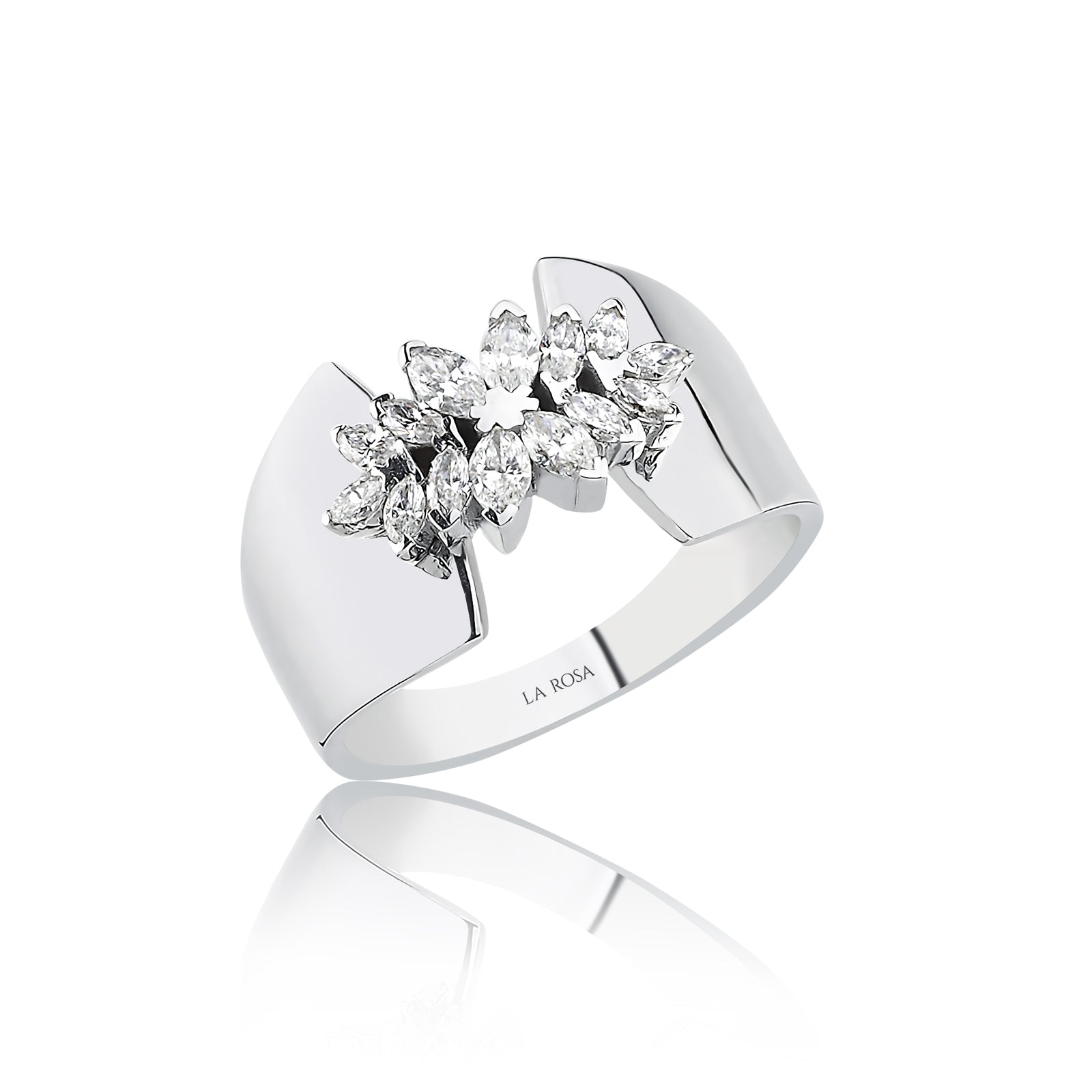 INEL R004238 DIN AUR ALB 14K FORMA MARQUISE CU DIAMANTE - Bijuterii LA ROSA