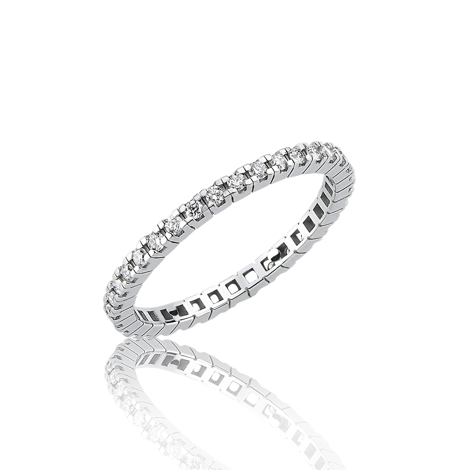 INEL R004544 DIN AUR ALB 14K FORMA ROTUNDA CU DIAMANTE - Bijuterii LA ROSA