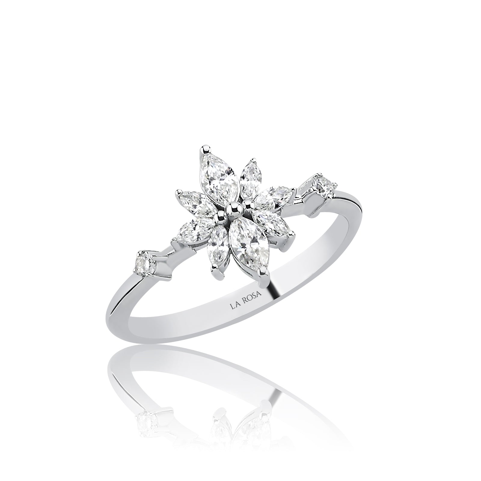 INEL R004738 DIN AUR ALB 14K FORMA MARQUISE CU DIAMANTE - Bijuterii LA ROSA