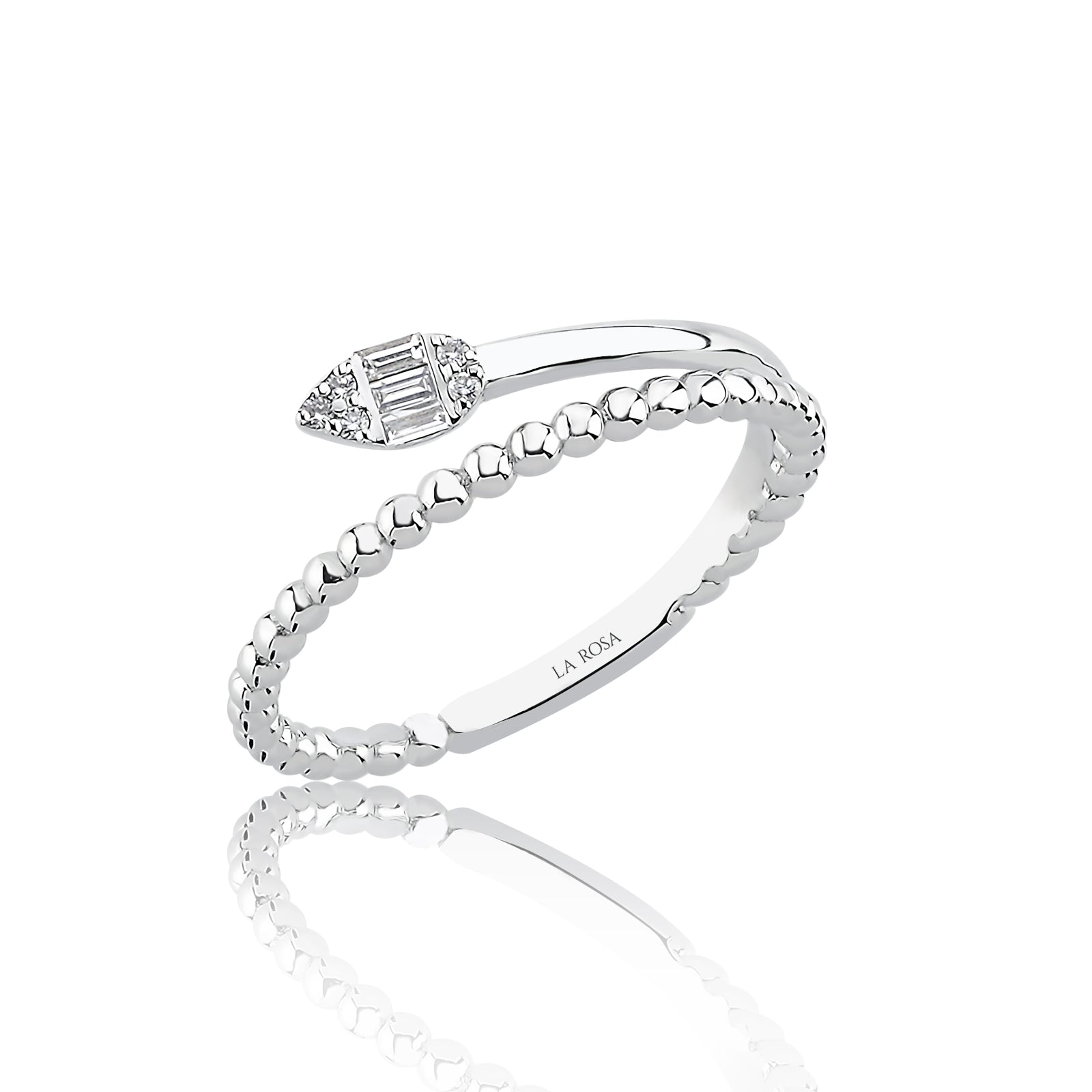 INEL R004758 DIN AUR ALB 14K FORMA ROTUNDA CU DIAMANTE - Bijuterii LA ROSA
