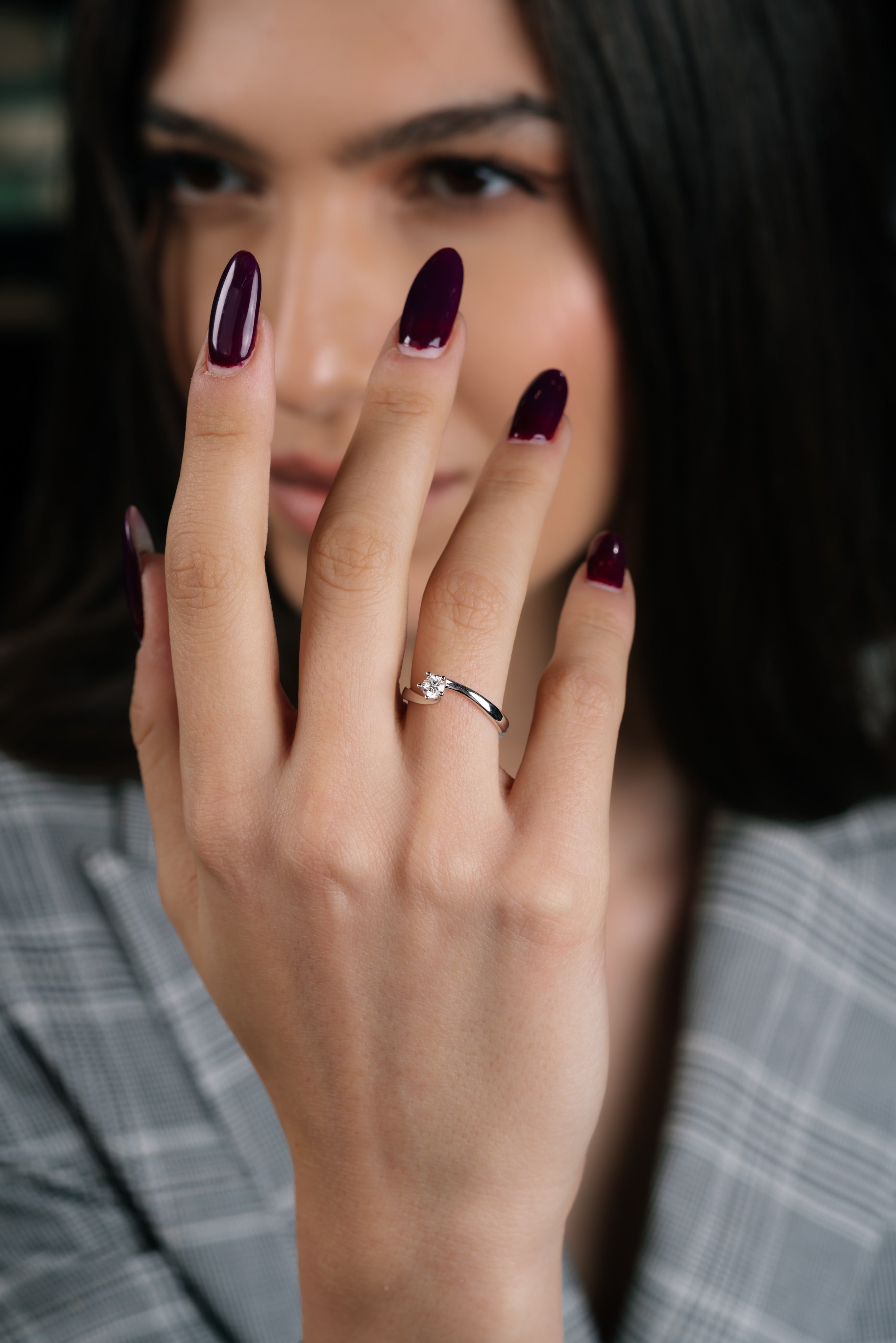 Inel de logodna LRY160 din aur alb 18k cu diamant - Bijuterii LA ROSA - Verighete si Inele de Logodna, bijuterii cu diamante