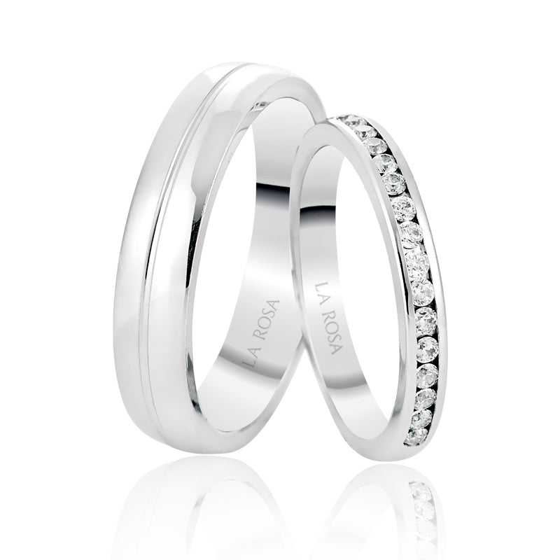 Verighete LRSZ029 din platina cu diamante sau cristale - Bijuterii LA ROSA