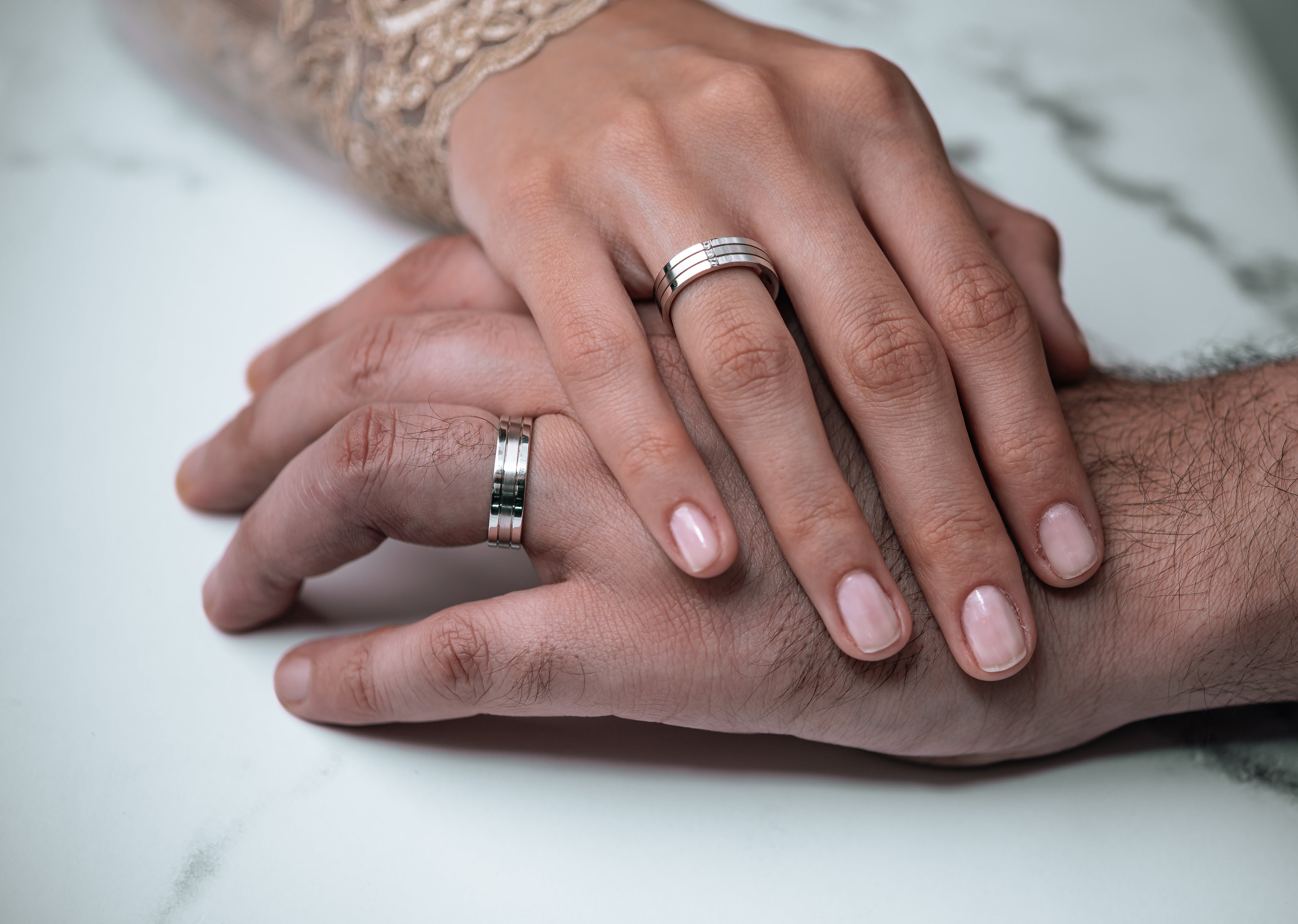 Verighete MONTANA din platina cu diamante sau cristale - Bijuterii LA ROSA