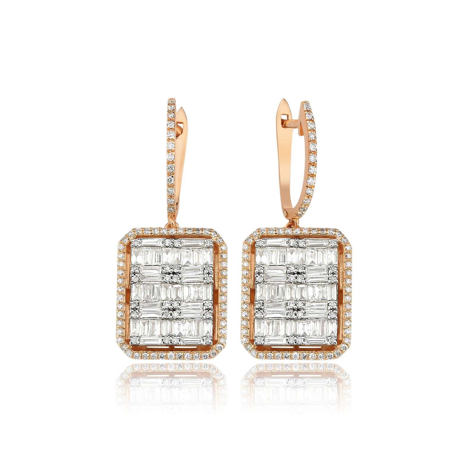 Cercei MR0587E din aur roz 14k cu diamante - Bijuterii LA ROSA