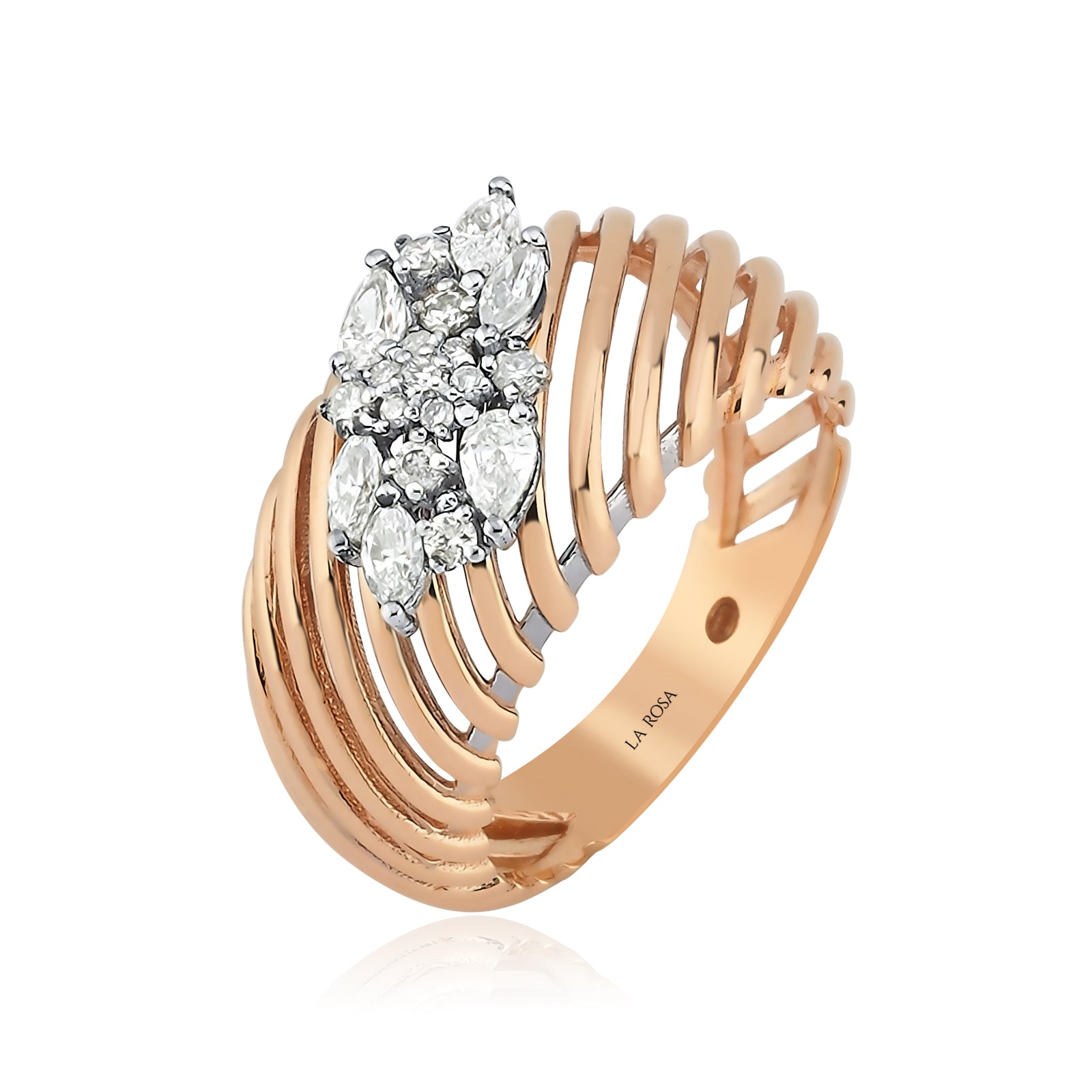 Inel YZ0449R din aur roz si aur alb 14k cu diamante - Bijuterii LA ROSA