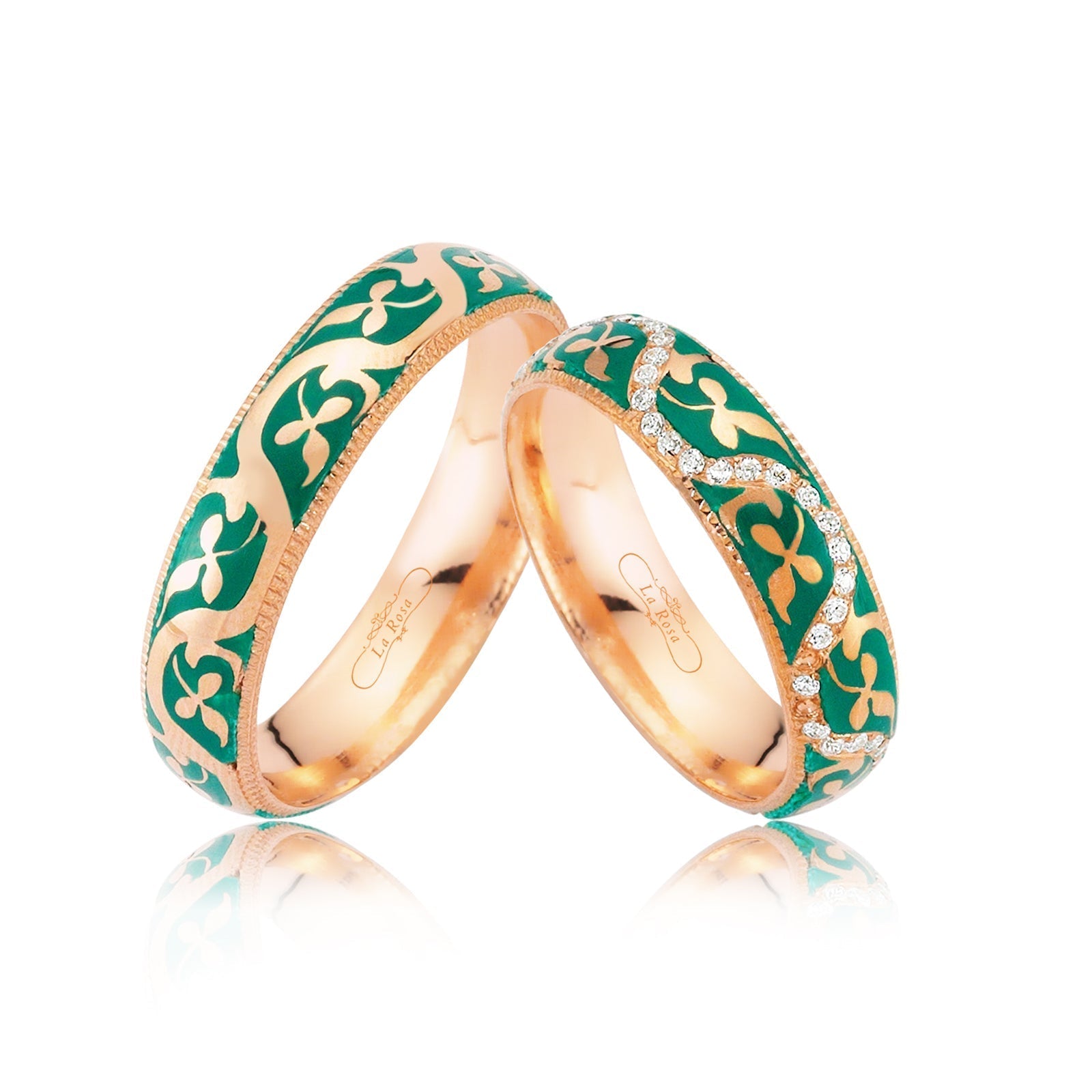 Verighete ABRIANNA din aur roz cu diamante sau cristale - Bijuterii LA ROSA