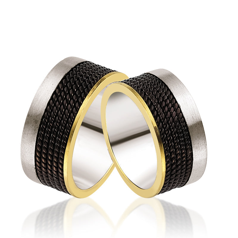 Verighete Aggy din aur alb si aur galben - Bijuterii LA ROSA