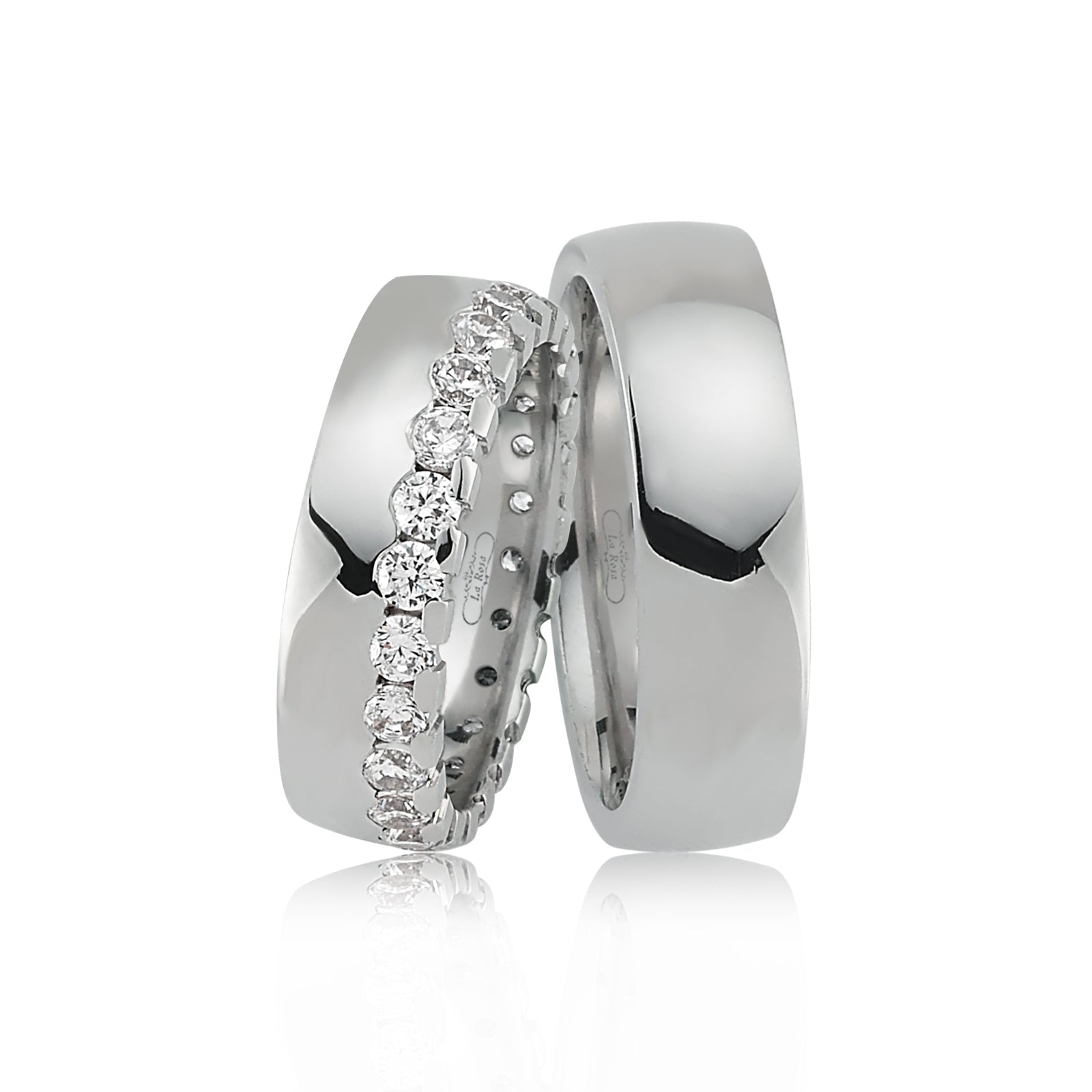 Verighete AWNIA din platina cu diamante sau cristale - Bijuterii LA ROSA