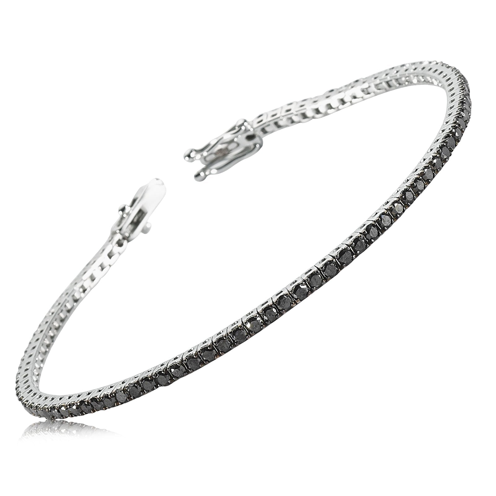 Bratara Tennis LDBA0062 din aur alb 18k cu diamante negre - Bijuterii LA ROSA