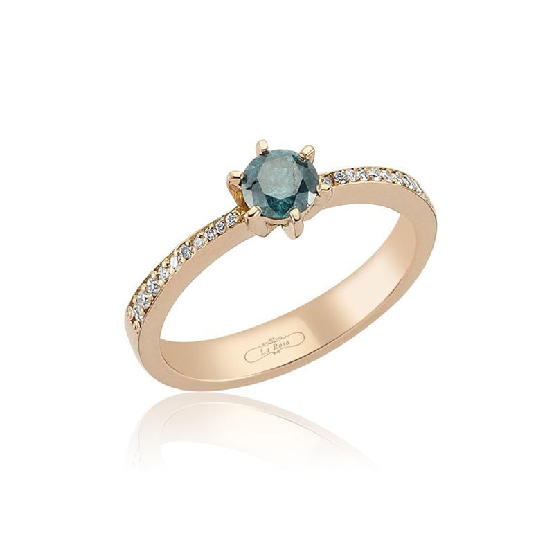 Inel de logodna BLOCH din aur roz 18k Blue Diamond - Bijuterii LA ROSA