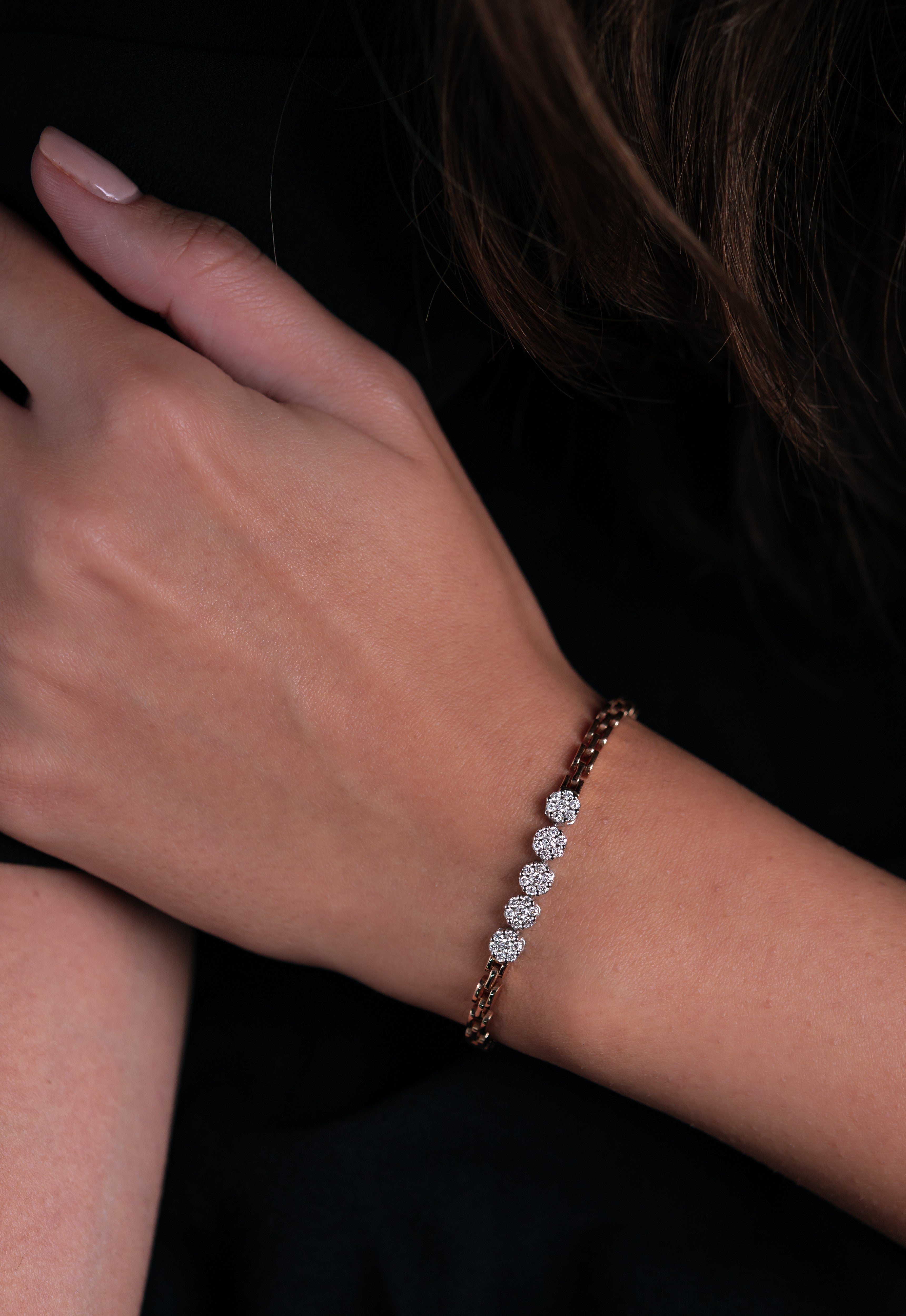 BRATARA B000165 DIN AUR ROZ SI AUR ALB DE 14K CU DIAMANTE - Bijuterii LA ROSA - Verighete si Inele de Logodna, bijuterii cu diamante