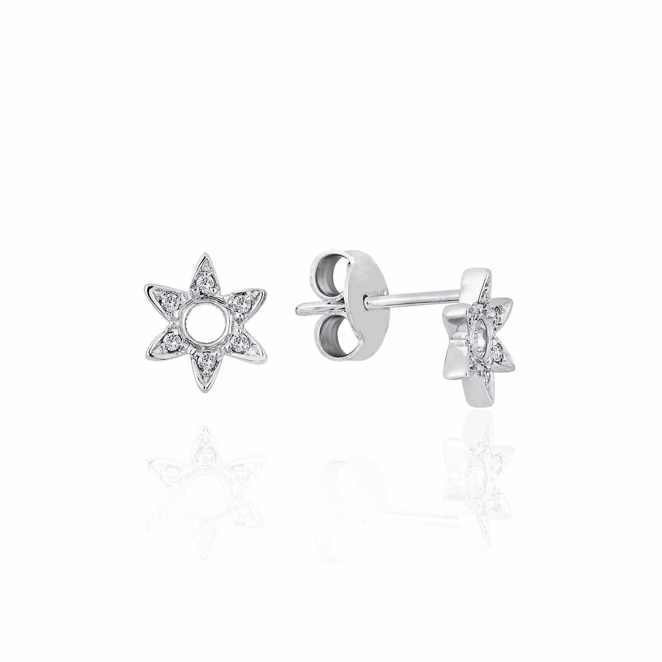 CERCEI E000109 DIN AUR ALB 14K FORMA STEA CU DIAMANTE - Bijuterii LA ROSA - Verighete si Inele de Logodna, bijuterii cu diamante