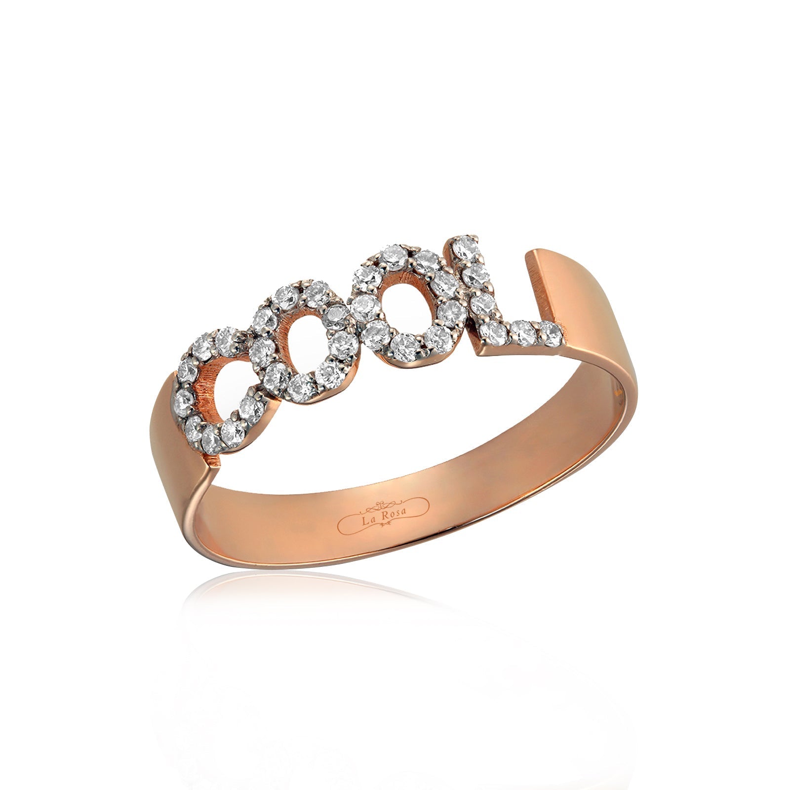 Inel COOL din aur roz 14k cu diamante - Bijuterii LA ROSA
