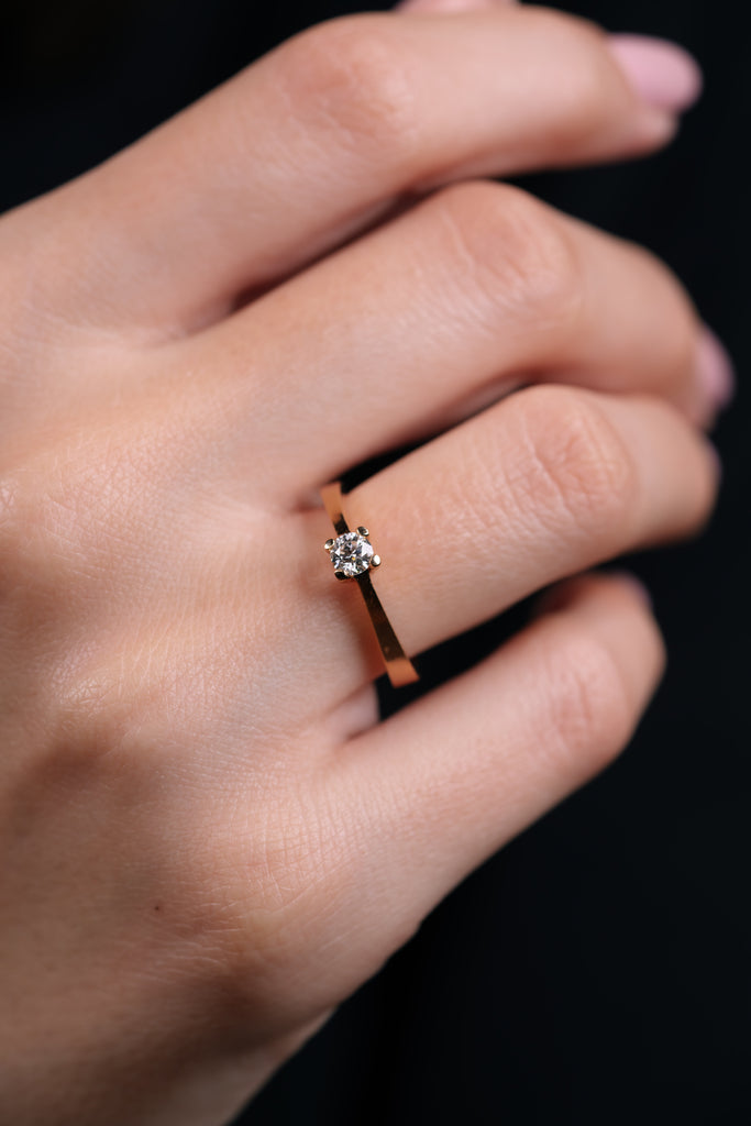 Inel de logodna LDR0251 din aur roz 18k cu diamant - Bijuterii LA ROSA