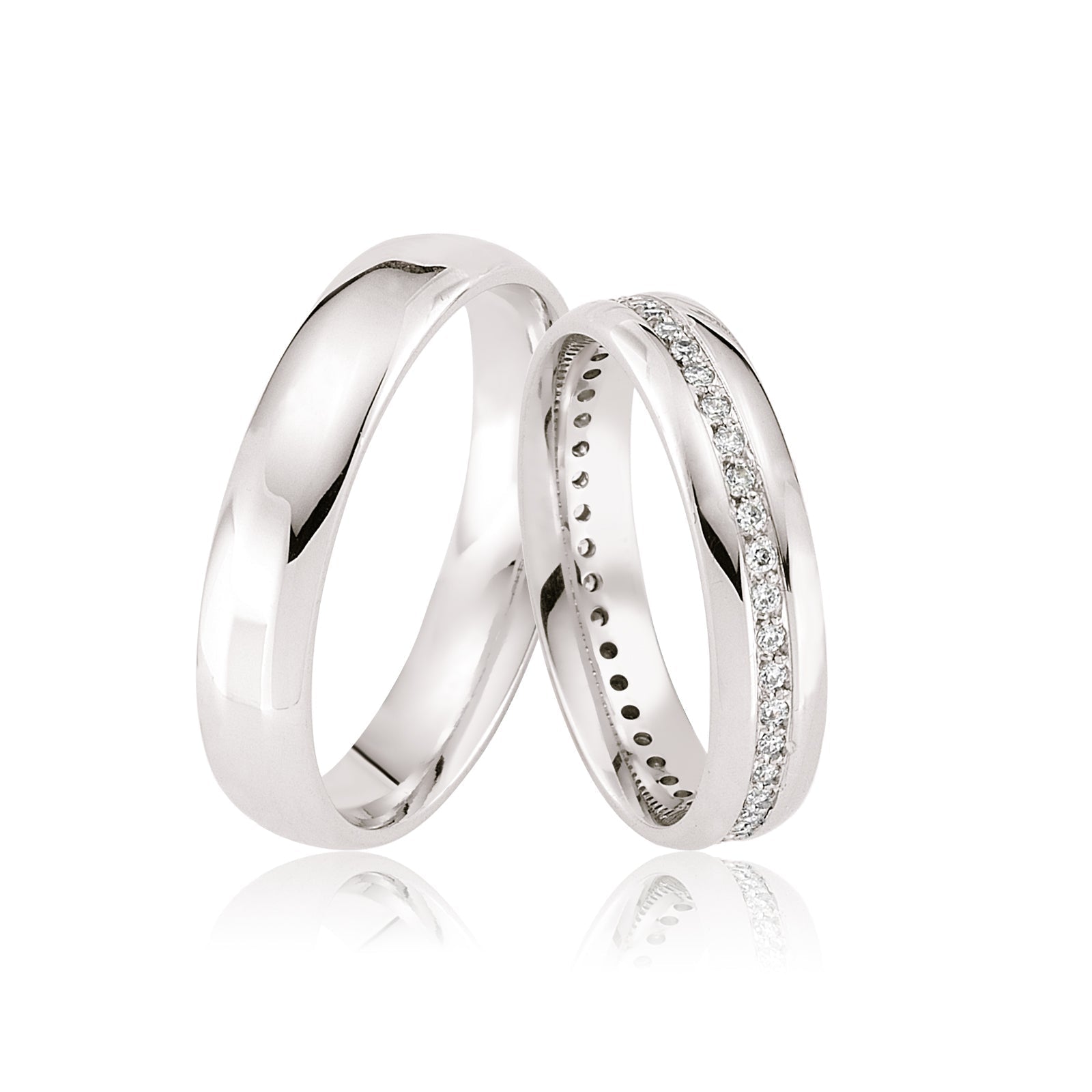 Verighete DANTE din platina cu diamante sau cristale - Bijuterii LA ROSA